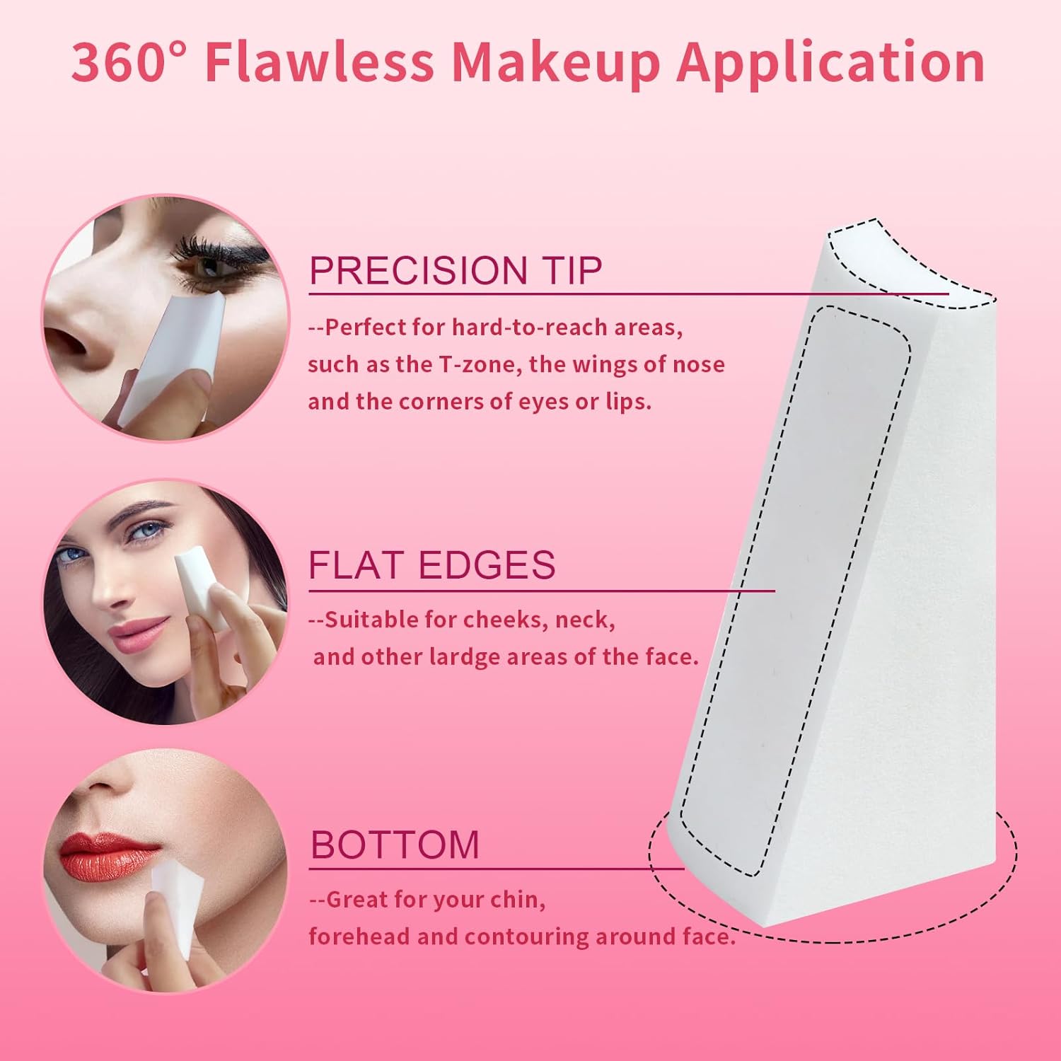 108 Pcs Latex-Free Triangle Makeup Sponges for Flawless Foundation, Includes Two Pouches - Image 5