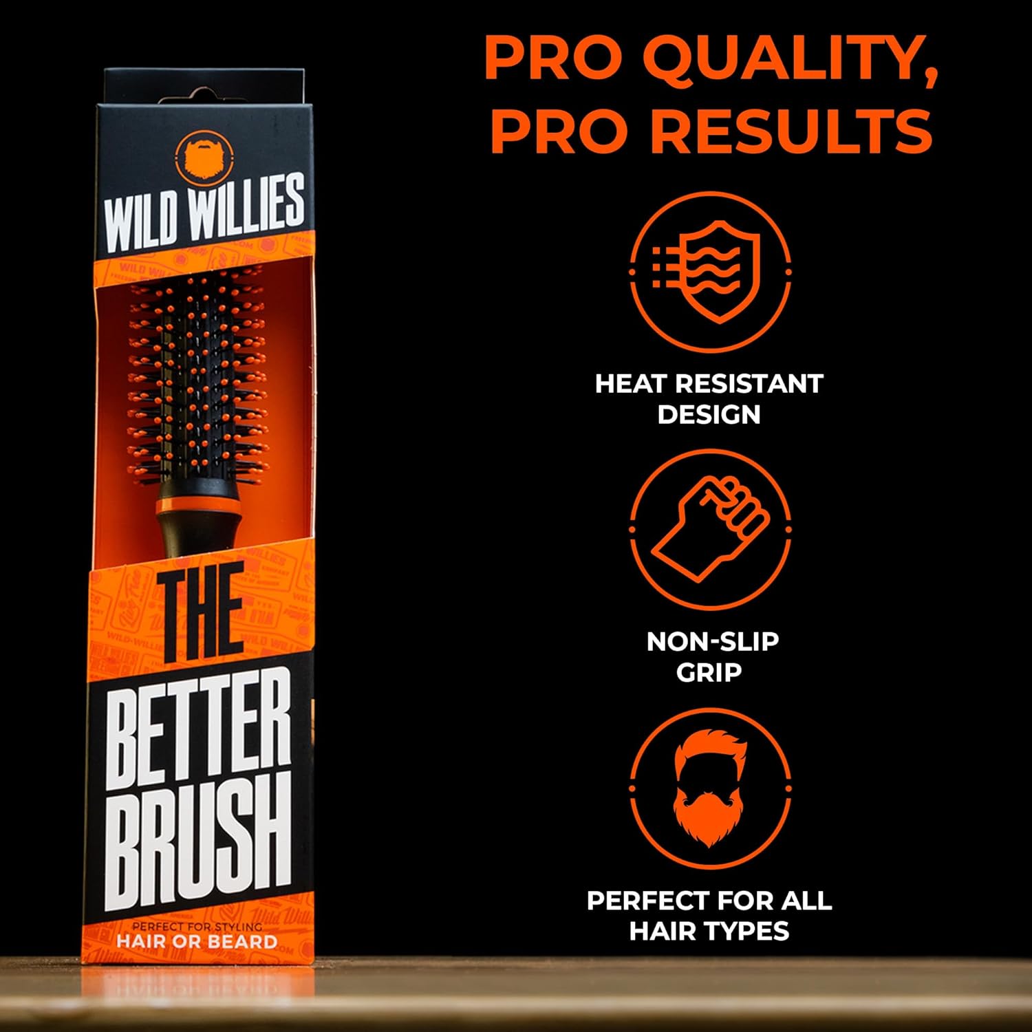 Wild Willies Round Beard Brush Heat-Resistant Bristle Comb for All Hair Types - Image 4
