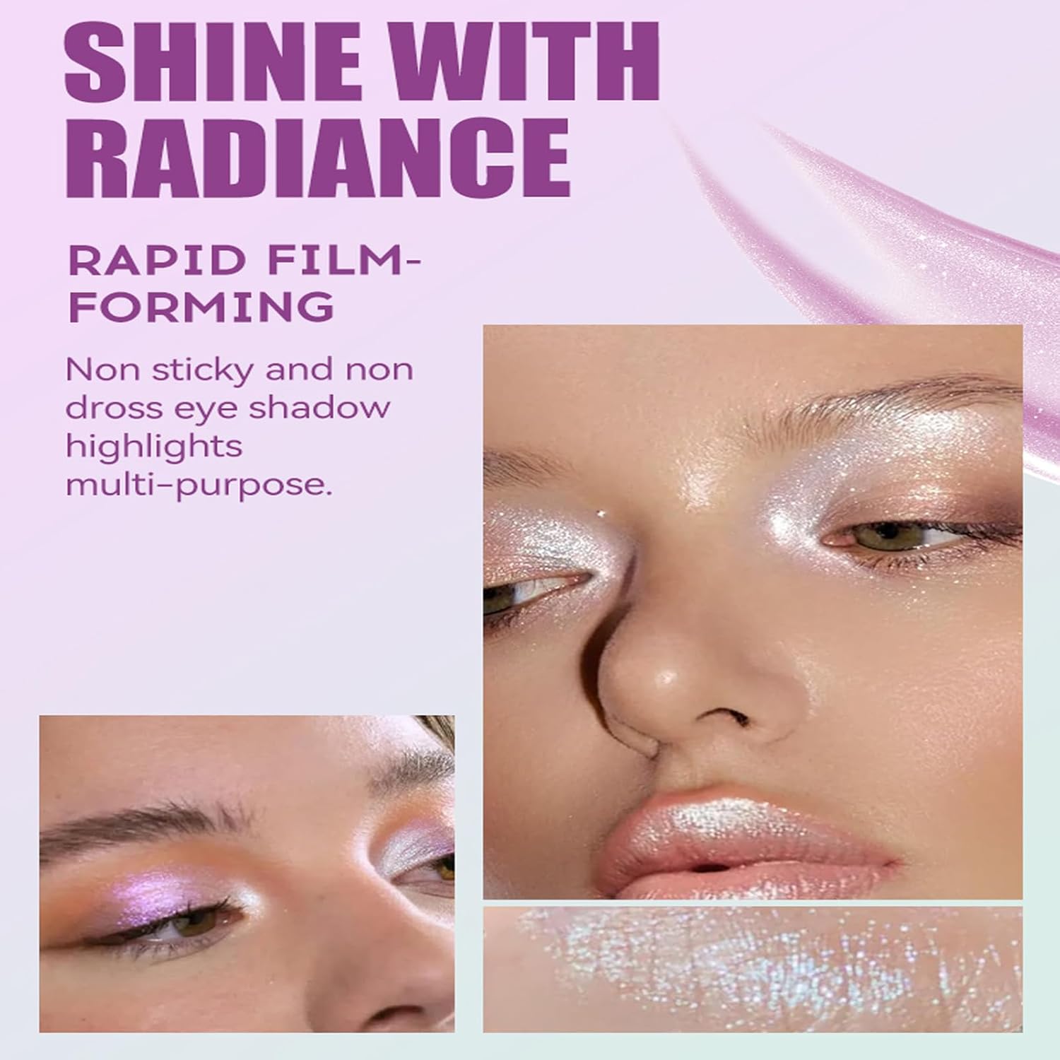 Silver Diamond Shimmer Glitter Eyeshadow 02, 0.17 fl oz, Long Lasting Wear - Image 4
