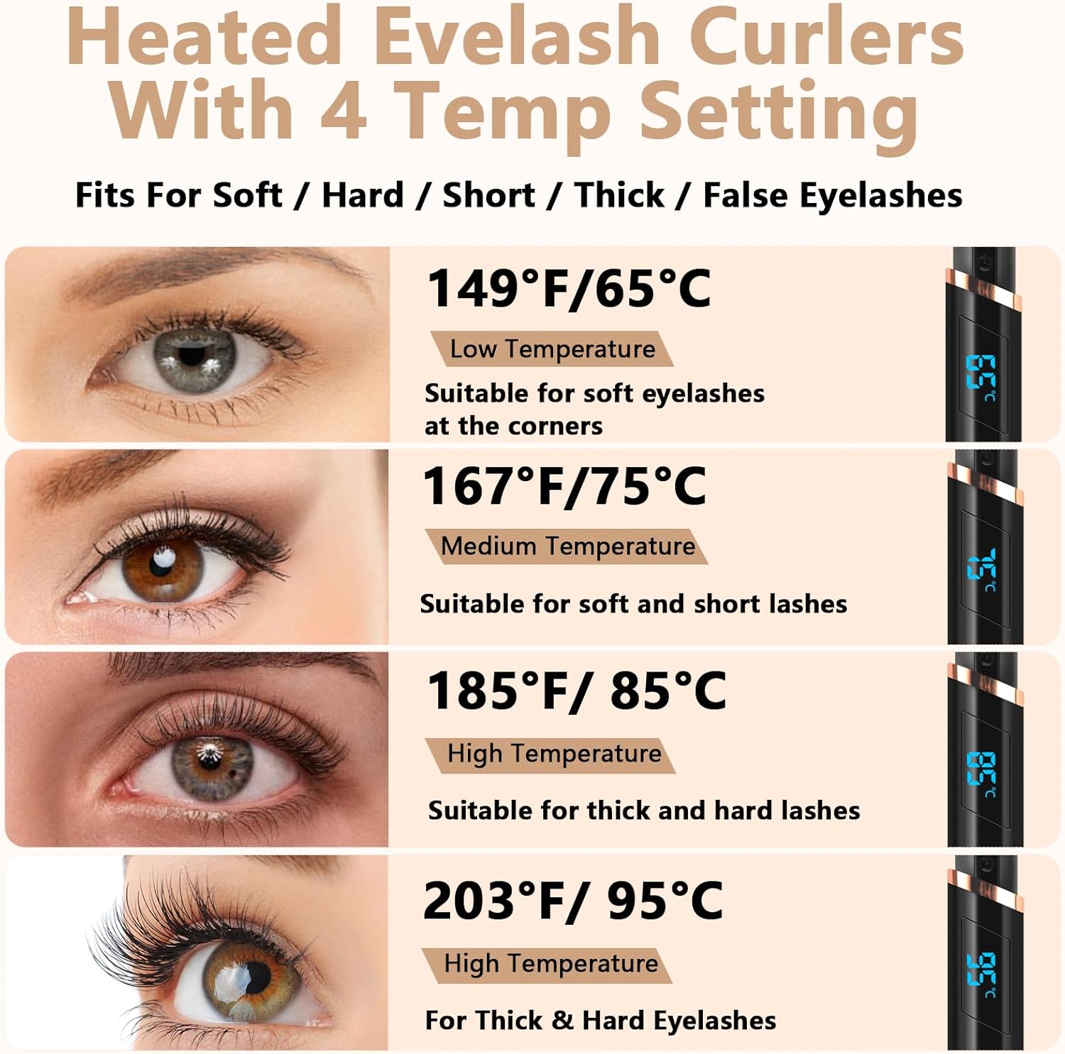 Rechargeable Heated Electric Eyelash Curler with Comb Black 2025 Model for 24-Hour Lasting Curls - Image 6