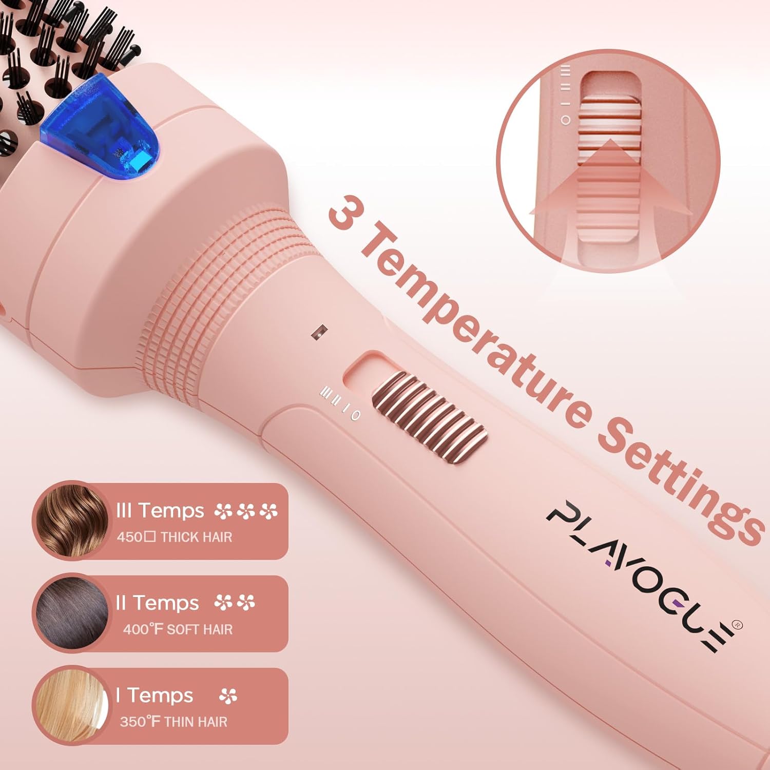 Plavogue 1.5 Inch Dual Voltage Thermal Curler and Round Brush with Travel Adapter and Accessories - Image 6