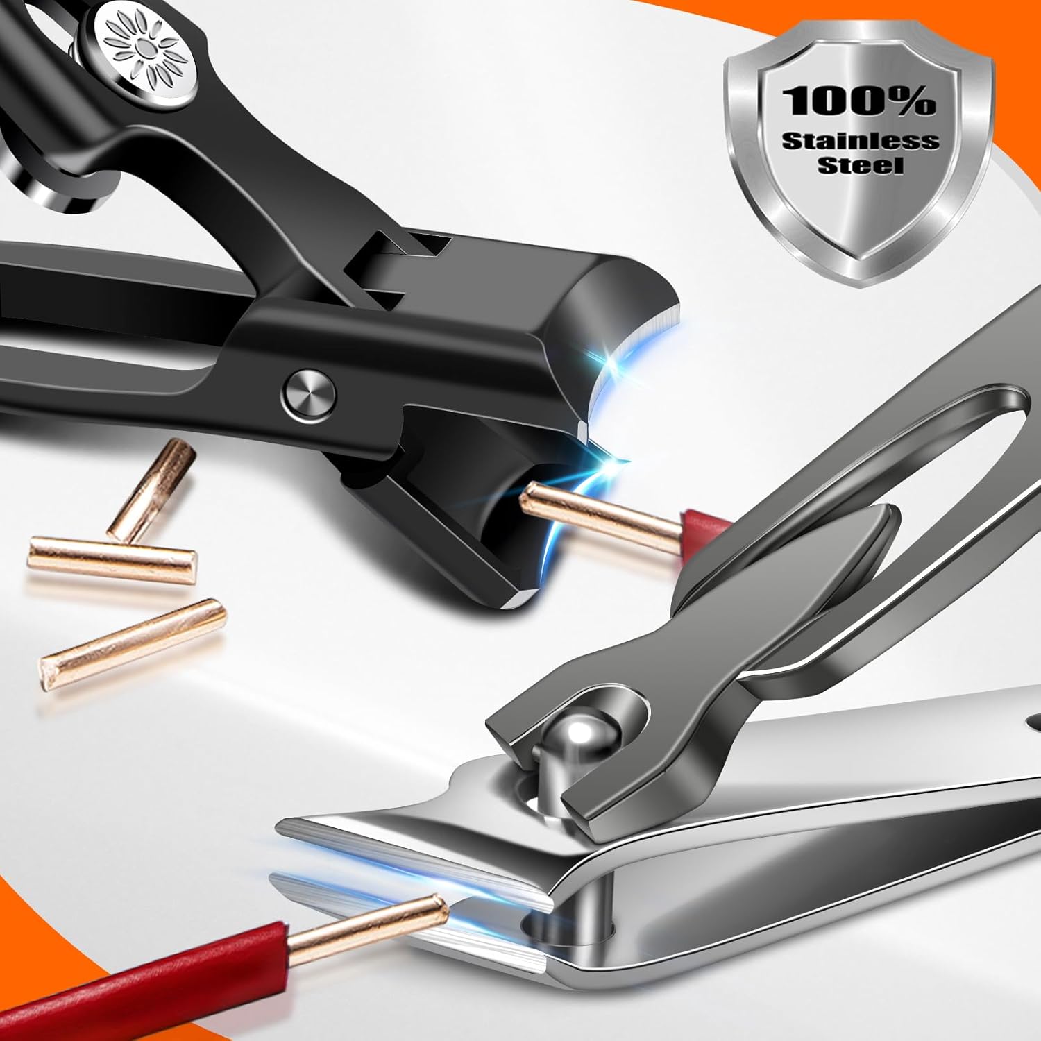 Heavy Duty Black Nail Clippers for Men with Catcher, Wide Jaw for Thick Nails - Image 8