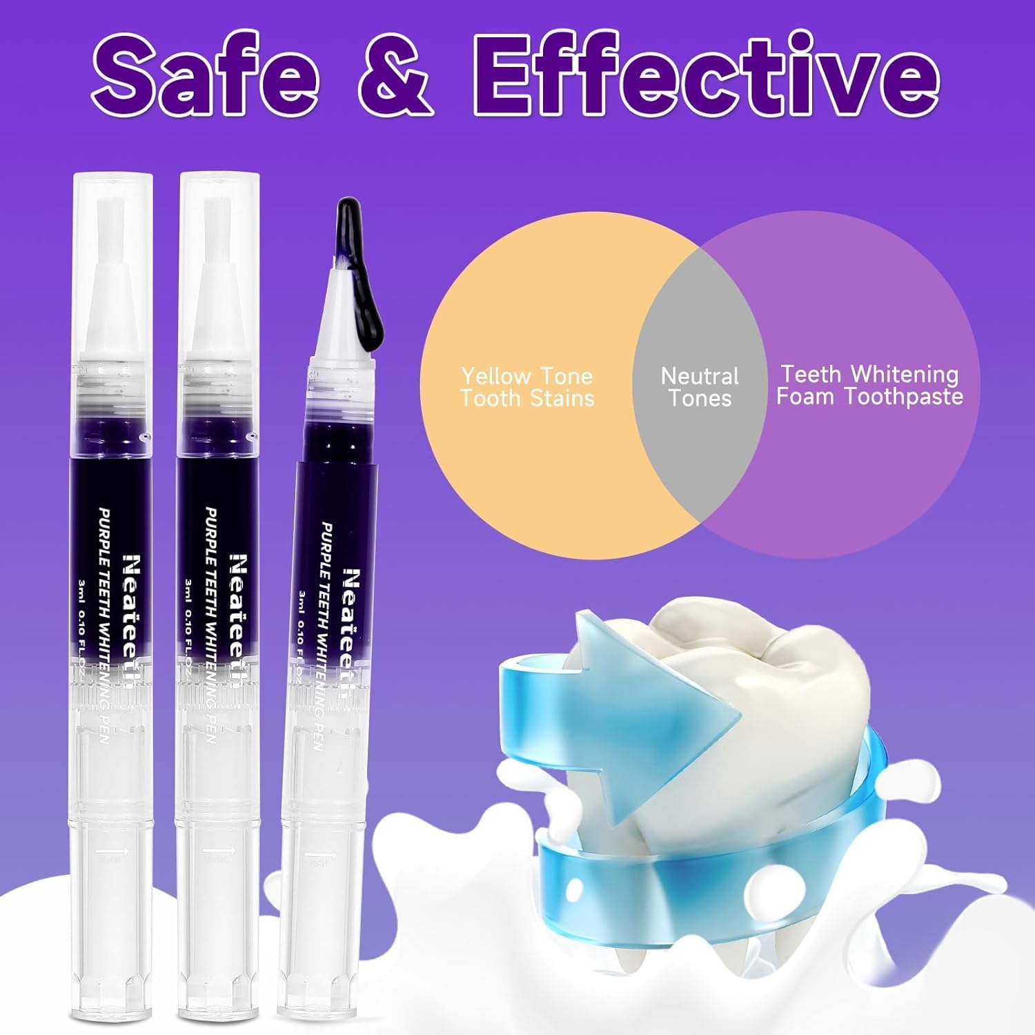 Purple Teeth Whitening Pen Set 3 Pack Instant Gel for Easy Stain Removal - Image 4