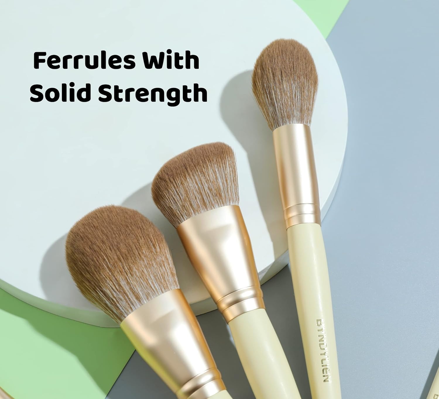 10 Piece Makeup Brush Set with Bag, Synthetic Goat Hair Bristles, Wood Handles - Image 7