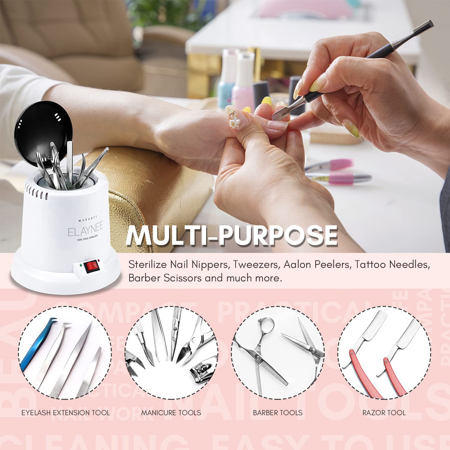 Makartt High-Temperature Nail Tool Sterilizer Autoclave for Salon Esthetician Supplies - Image 2