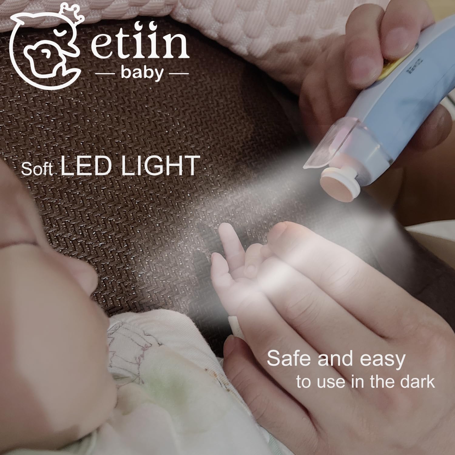 Gentle Baby Electric Nail File and Trimmer with 7 Buffers, LED Light, and Case - Image 4