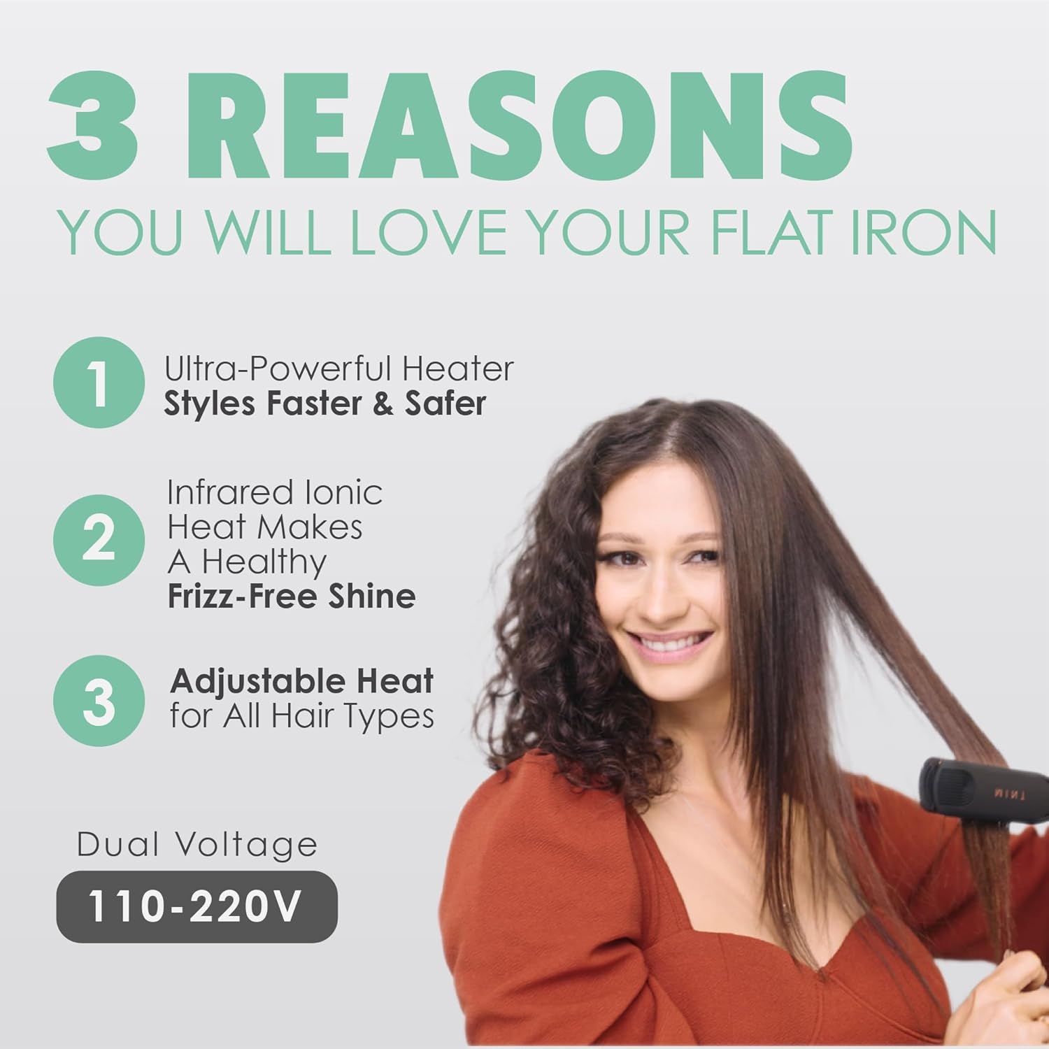 MIRA Professional Series 1 1/4 Inch Titanium Flat Iron Hair Straightener for All Hair Types - Image 3