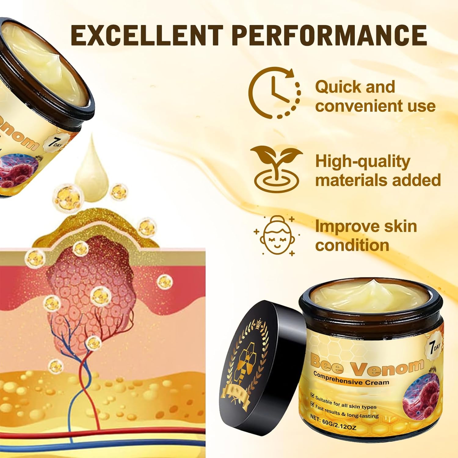 Bee Venom Firming Moisturizing Cream Set 2 Piece for All Skin Types - Image 6