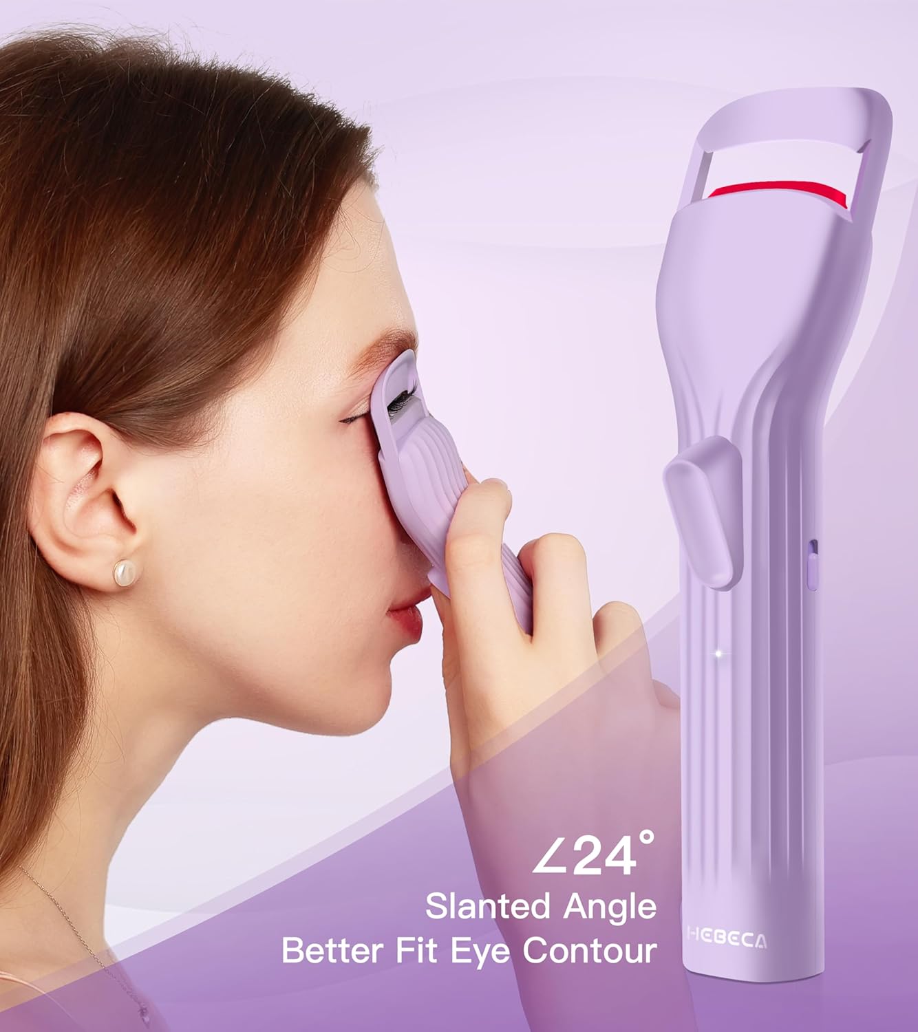 Rechargeable Heated Eyelash Curler Purple 600mAh Battery Silicone Pad Long-Lasting Lift - Image 6
