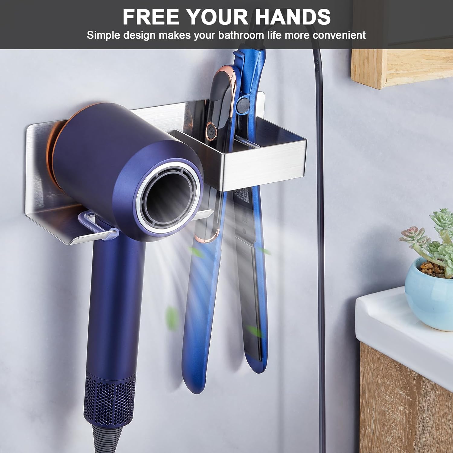 Stainless Steel Wall Mount Organizer for Hair Dryer and Curling Iron - Image 8