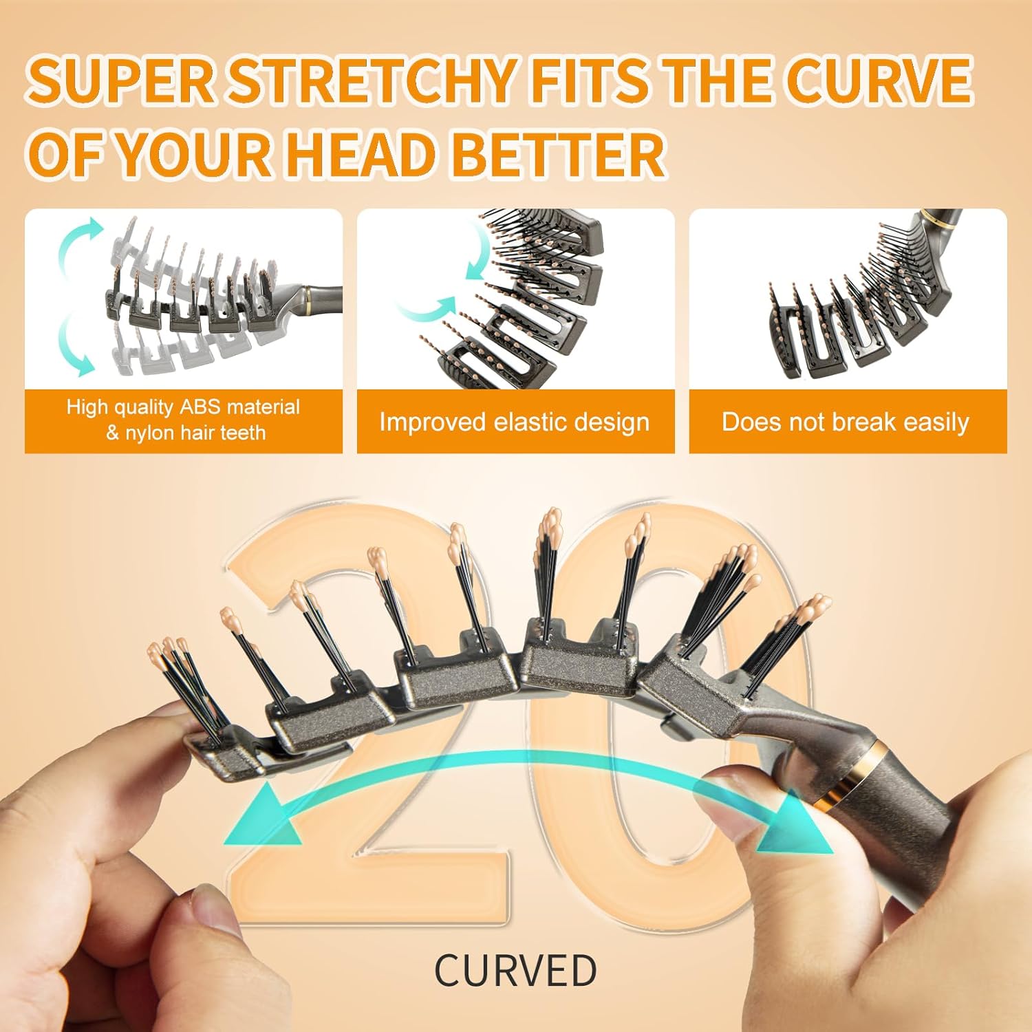 Detangling Brush for Curly Hair Vented Anti-Tangle Wet Dry Use Textured 2A-4C - Image 3