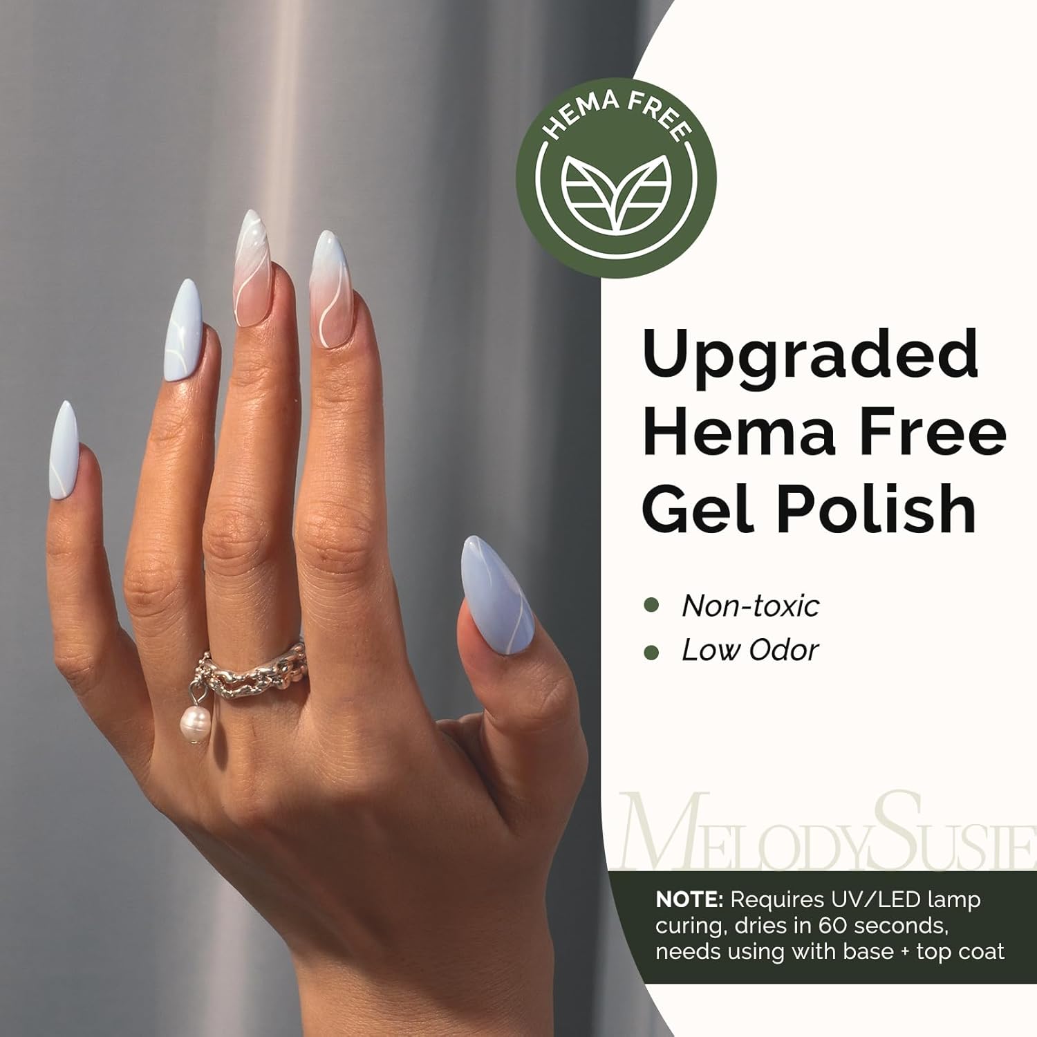 MelodySusie 0.5 Fl Oz Hema-Free Light Blue Non-Toxic Long Lasting Gel Nail Polish - Image 2