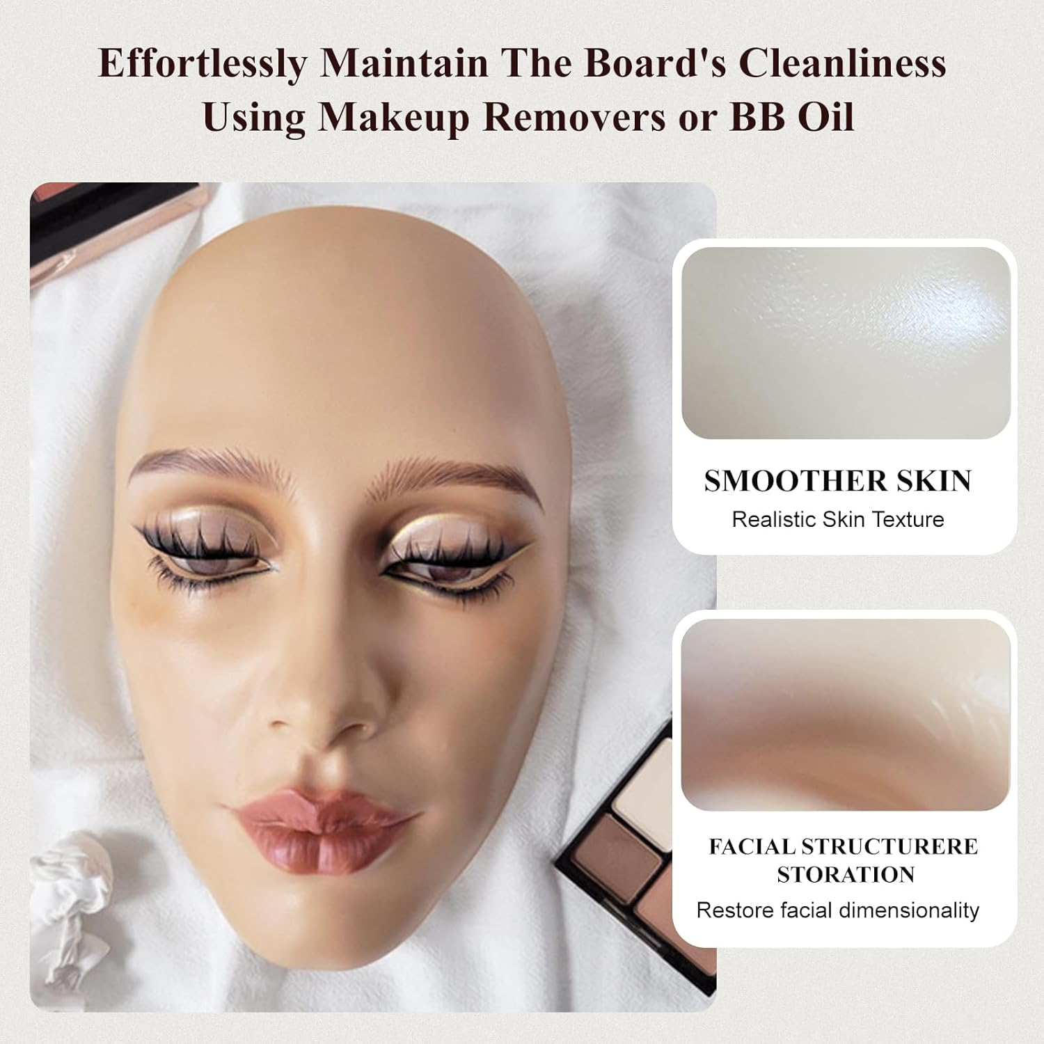 5D Black Silicone Makeup Practice Face Board for Beginners and Professionals - Image 4