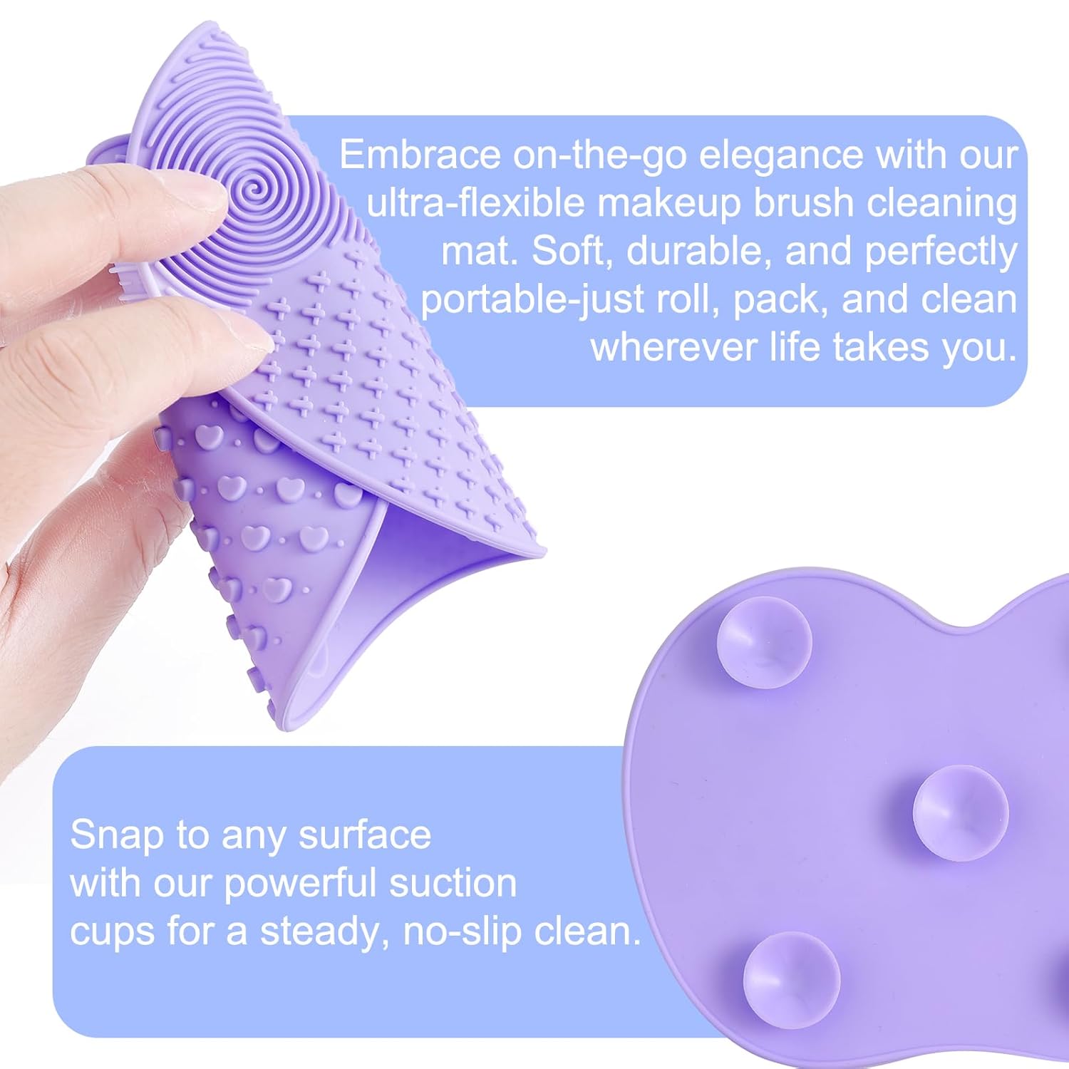 Sibba 2-Piece Silicone Makeup Brush Cleaning Mat and Sponge Bowl Set for Effortless Cleaning - Image 9