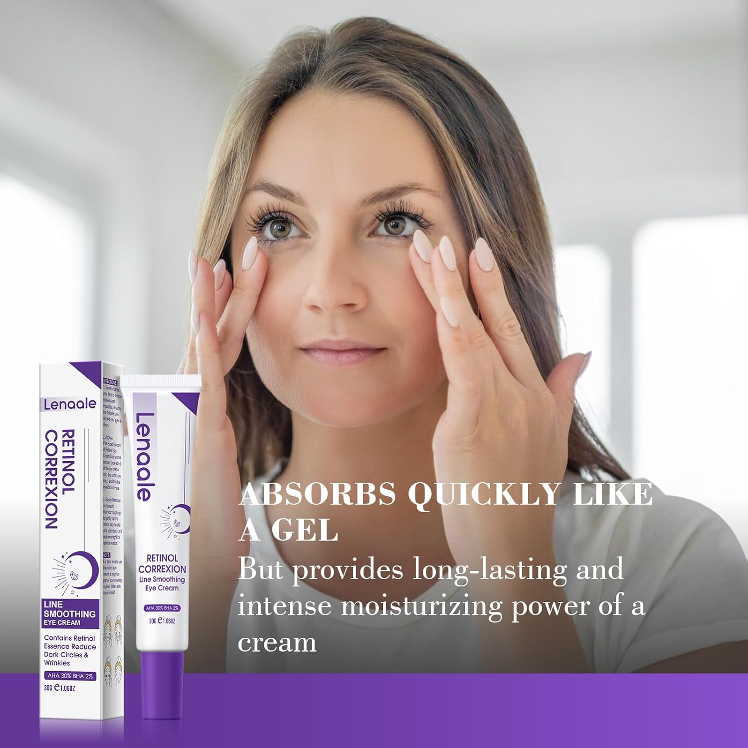 Retinol Eye Cream for Dark Circles and Puffiness with Hyaluronic Acid, 0.5 oz - Image 2
