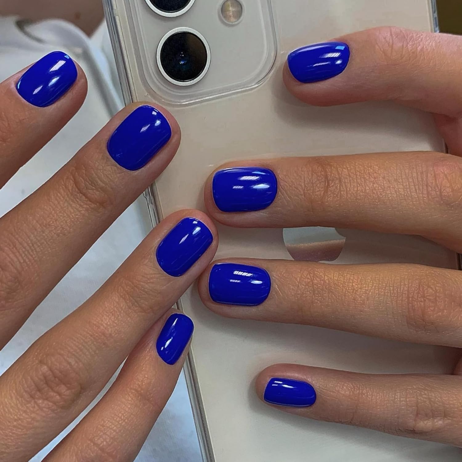 Royal Blue Short Square Press-On Nails 24pcs Thick Reusable Soft Gel - Image 2
