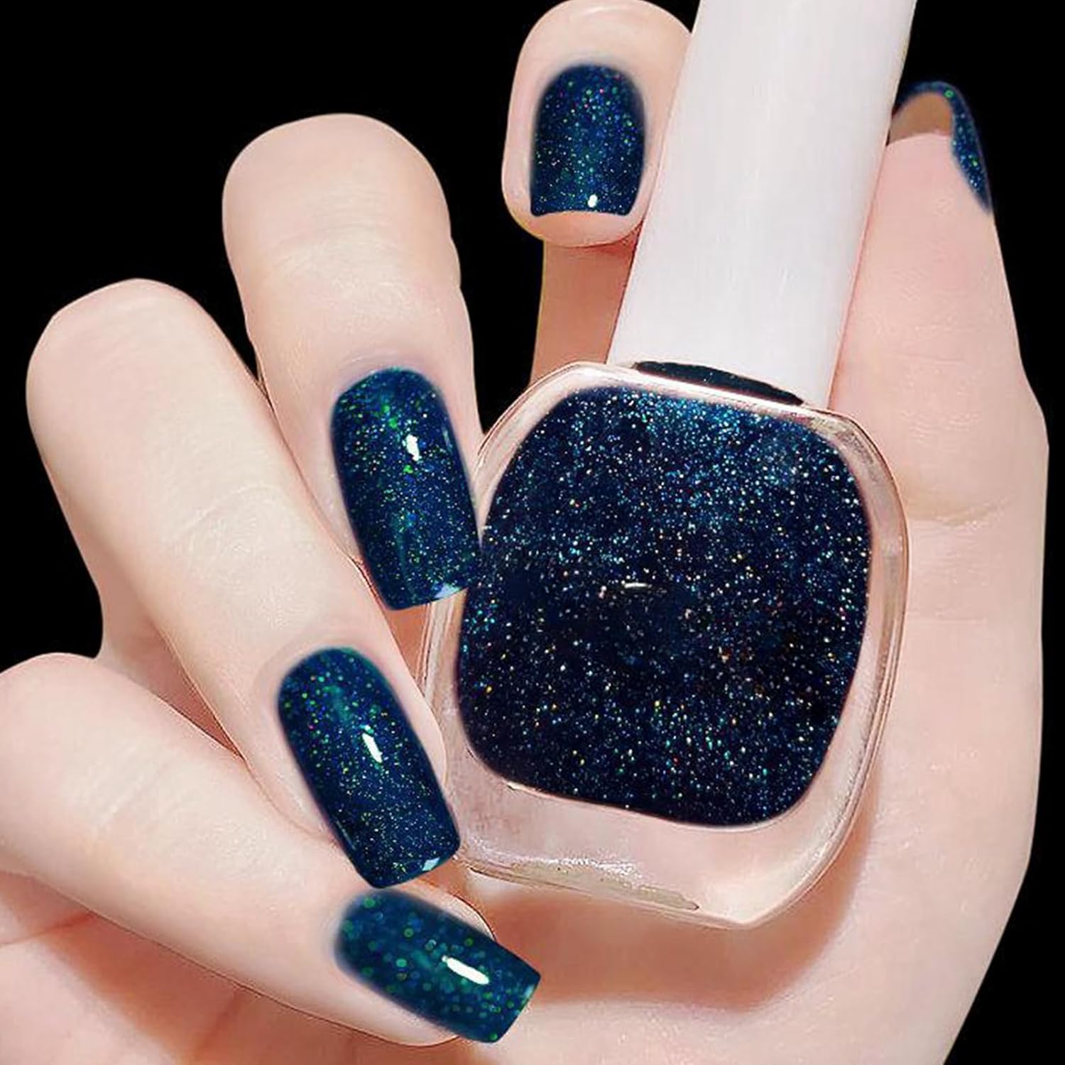 Sparkle Nail Polish 15ML Dark Blue Glitter Quick Dry High Density Navy Teal Shades - Image 5