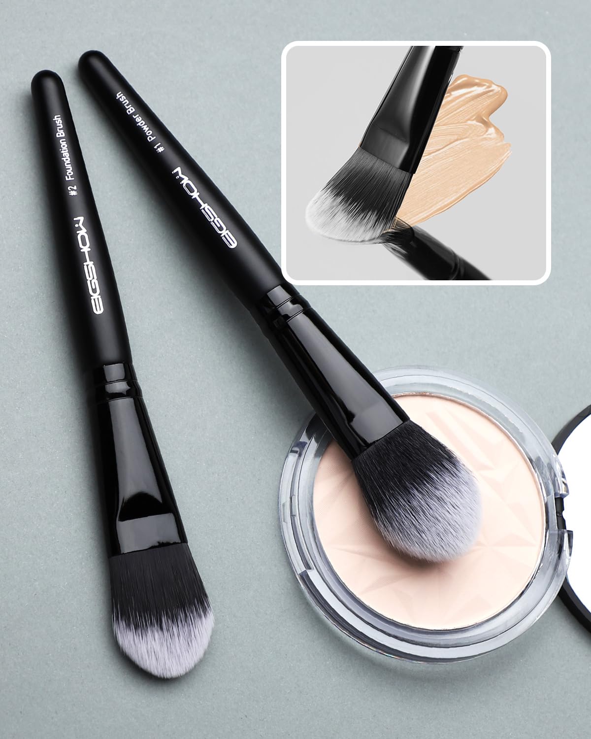 EIGSHOW 5-Piece Vegan Makeup Brush Set for Foundation Powder Eyeshadow Eyeliner Black - Image 3
