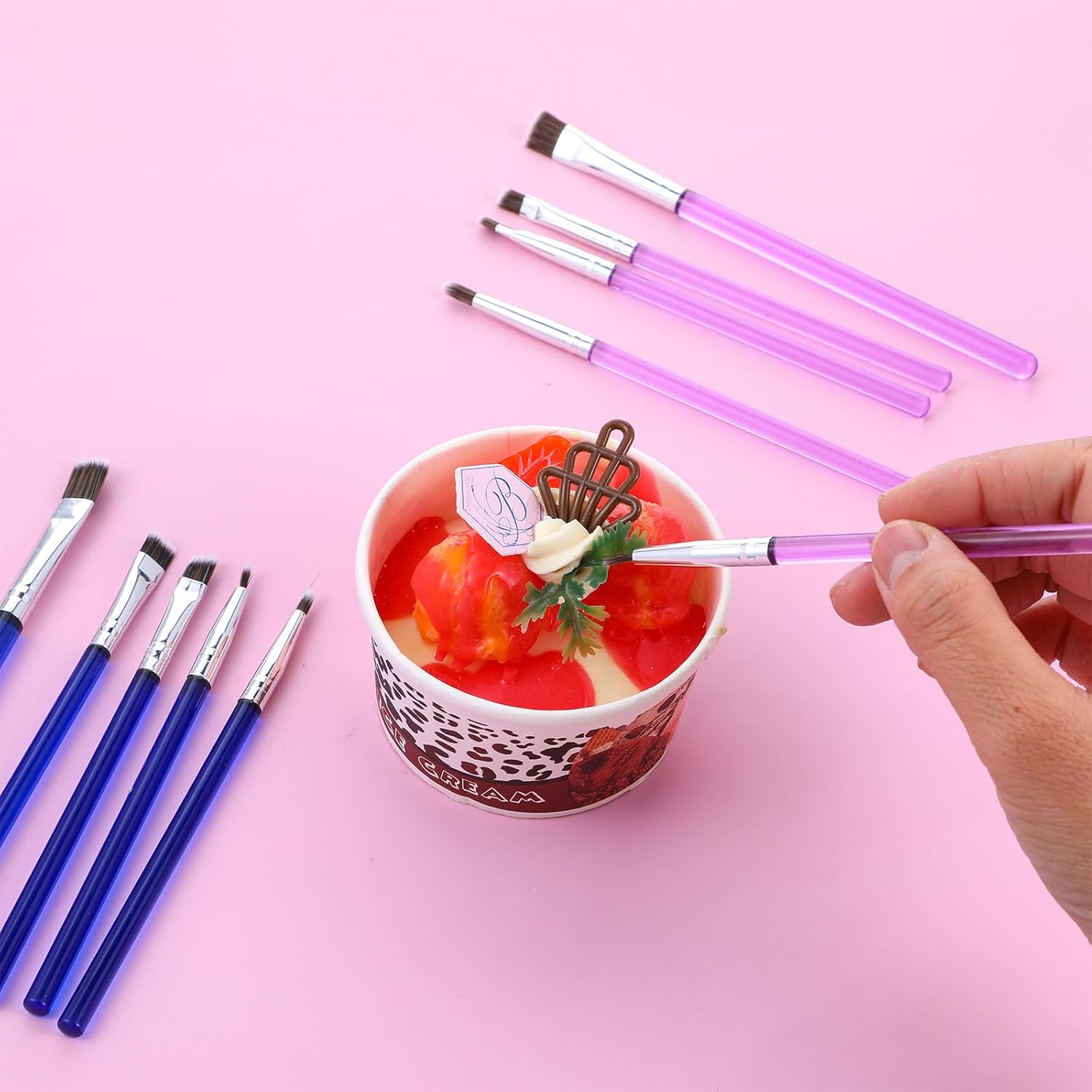10 Piece Nylon Cake Decorating Brush Set for Painting, Basting, and Baking - Image 3