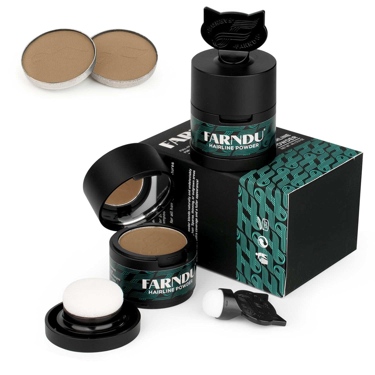 Hairline Powder 12g for Instant Hair Root Touch Up, Medium Brown Color Concealer with 2 Refills - Image 8