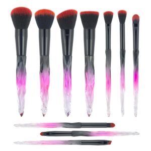 Beautiful Makeup Brushes, Make Up Brushes Set Transparent Handle for Blush Foundation Eye Shadow Kabuki Concealer Cosmetic Brushes Kits Red Black Makeup Tools