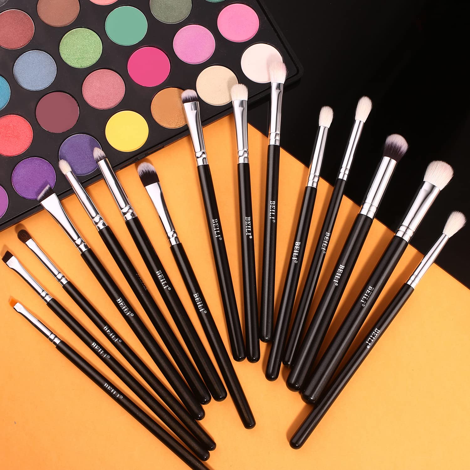 BEILI 15pc Eye Makeup Brush Set Synthetic Natural Hair Blending Eyeliner - Image 4