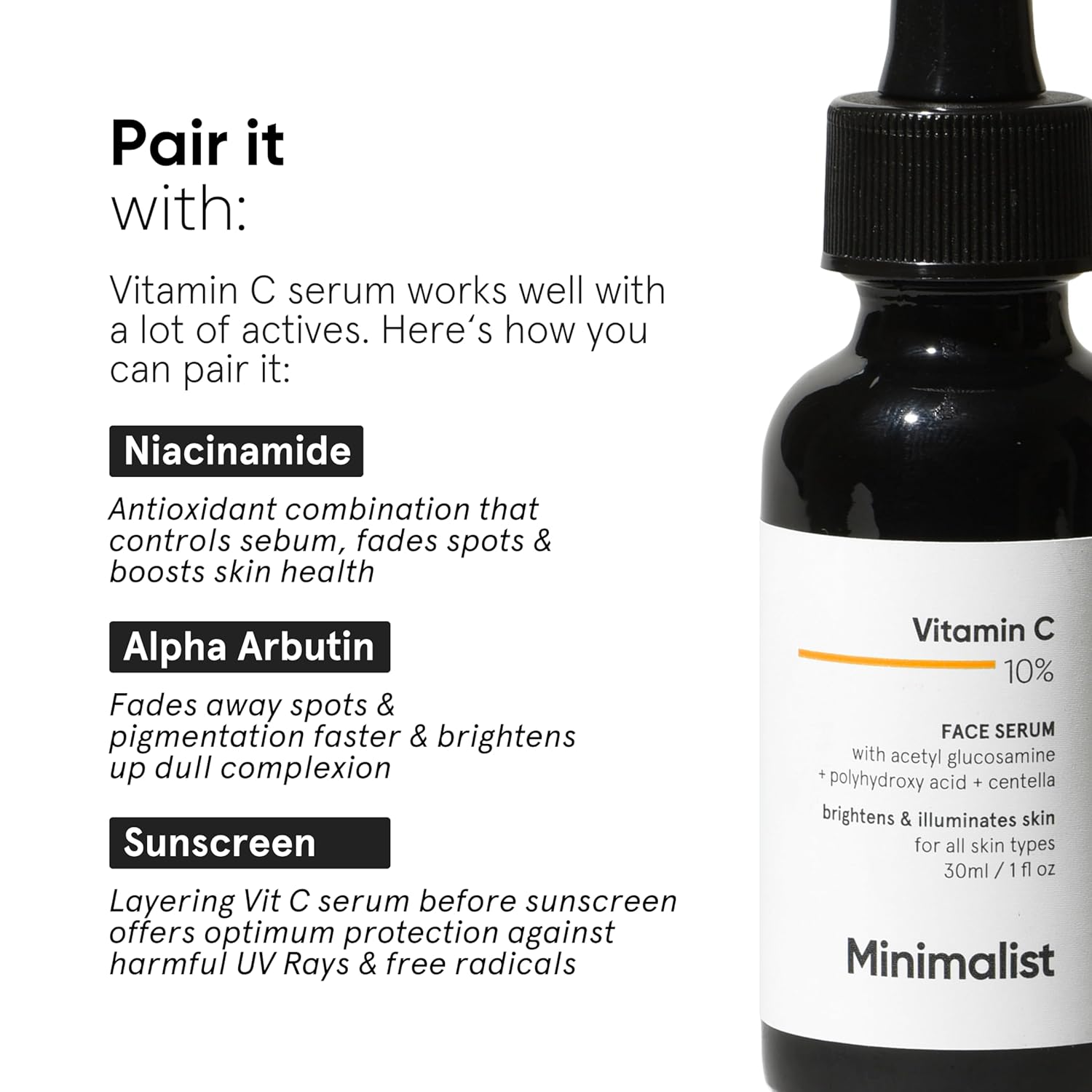 Brightening Hydrating Minimalist 10% Vitamin C Serum for All Skin Types, 1 Fl Oz - Image 6