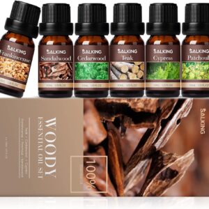 Woody Essential Oils Set, Men Scents Fragrance Oil for Candle Making | Sandalwood, Frankincense, Teakwood, Cypress, Cedarwood, Patchouli, Diffuser Oil Scents