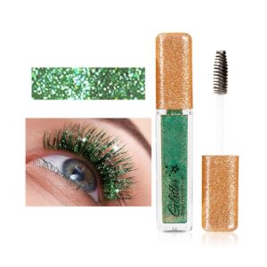 Green Mascara for Eyelashes - Waterproof, Long Lasting, Sparkle Diamond, Smudge-proof, Lengthening, Defining, Volume Color Glitter Makeup for Party and Stage Use (#02 Green)