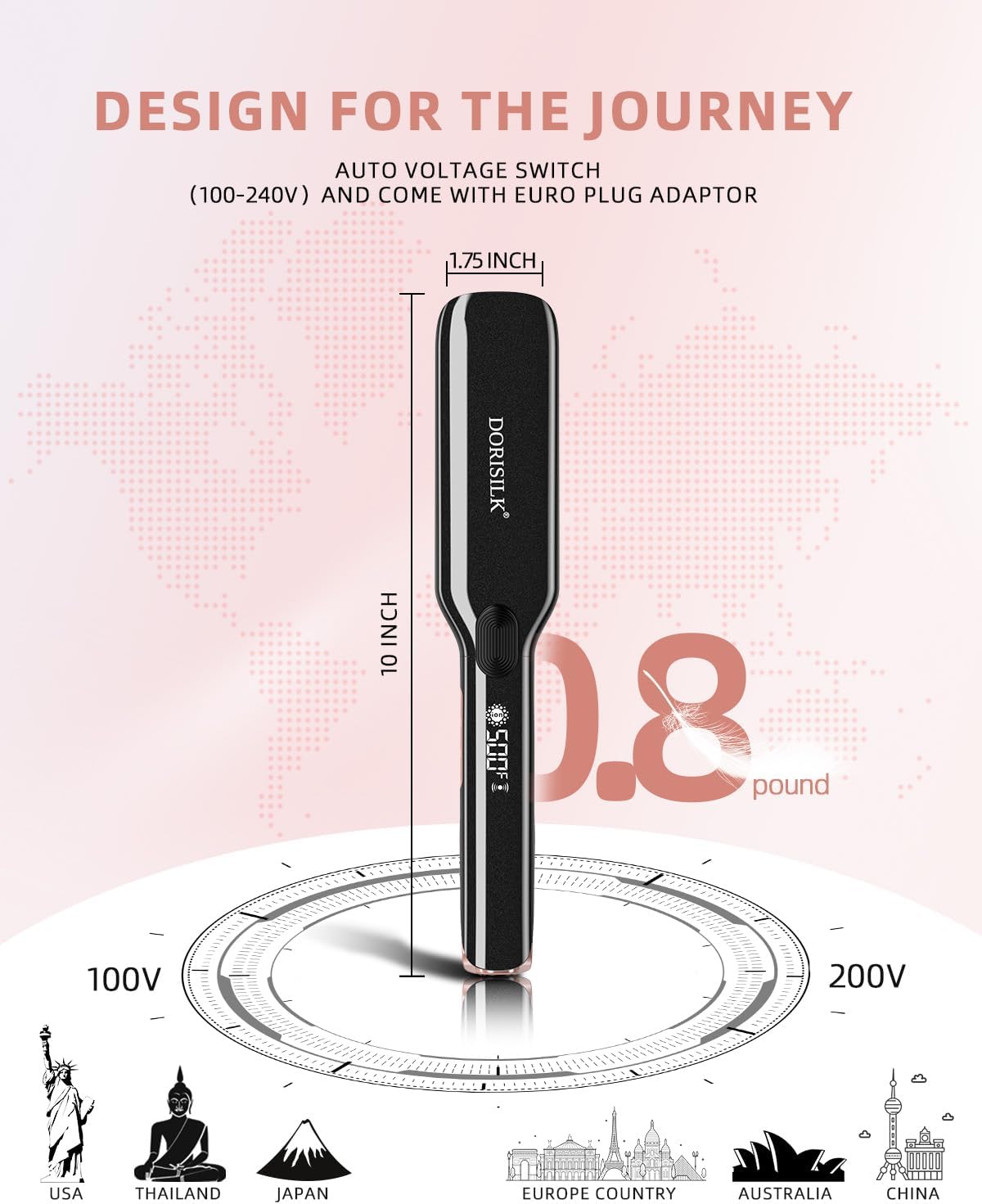 DORISILK 500 Degree Ceramic 2-in-1 Hair Straightener and Curler, Black - Image 7