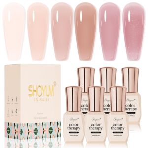 Jelly Nude Gel Nail Polish Set 6 Colors Neutral Sheer Light Pink Purple Gel Polish Kit Translucent Soak off Uv Nail Gel Diy Manicure 2024 New Nail Trend Nail Polish Gift