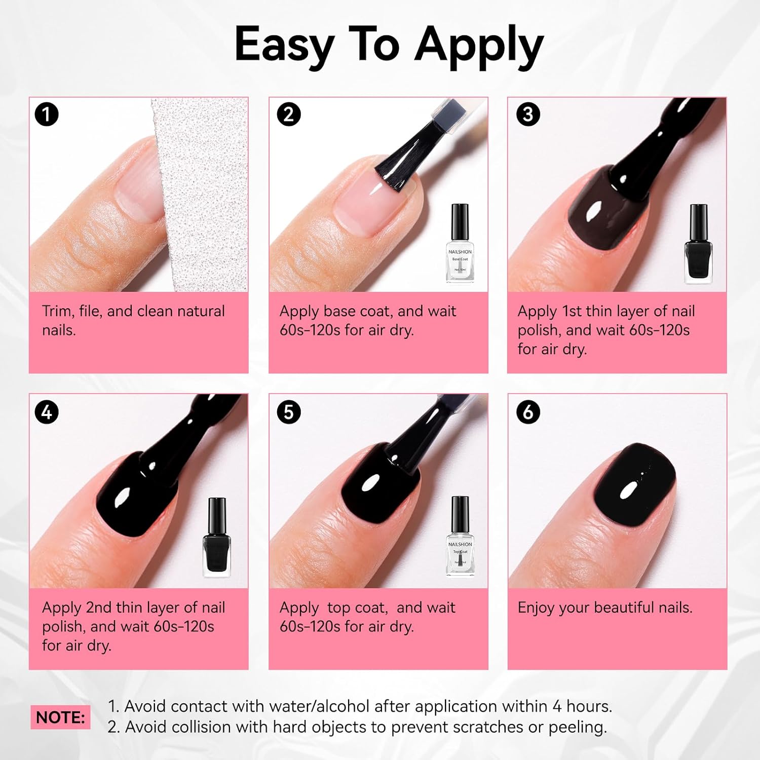 15ml 9-Free Vegan Black Nail Polish with Castor Oil for French Manicures - Image 7