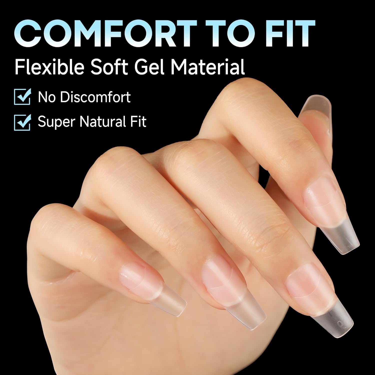UNA GELLA Medium Coffin Fake Nails 216pcs Full Matte Gel Nail Tips in 12 Sizes - Image 6