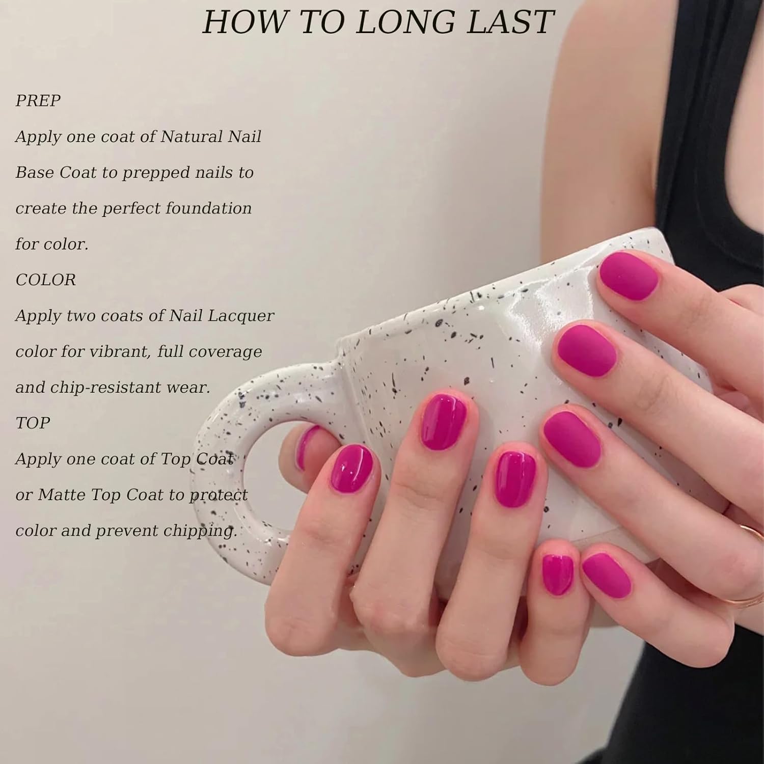 COSMOO Quick Dry Hot Pink Vegan Nail Polish 0.34 fl oz Chip-Resistant - Image 4