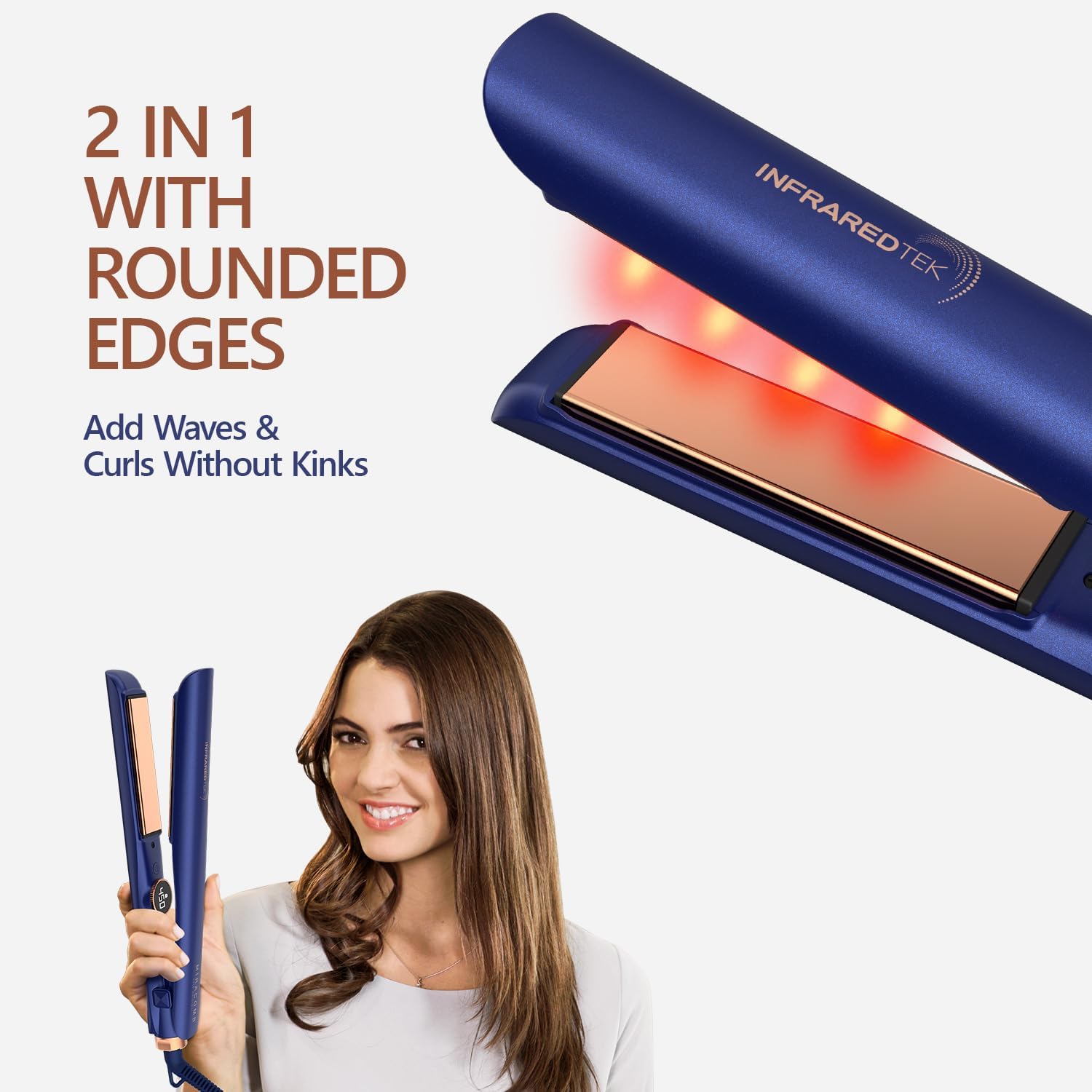 MIRACOMB 1-inch Professional Titanium Flat Iron Hair Straightener with Infrared and Digital Heat - Image 4