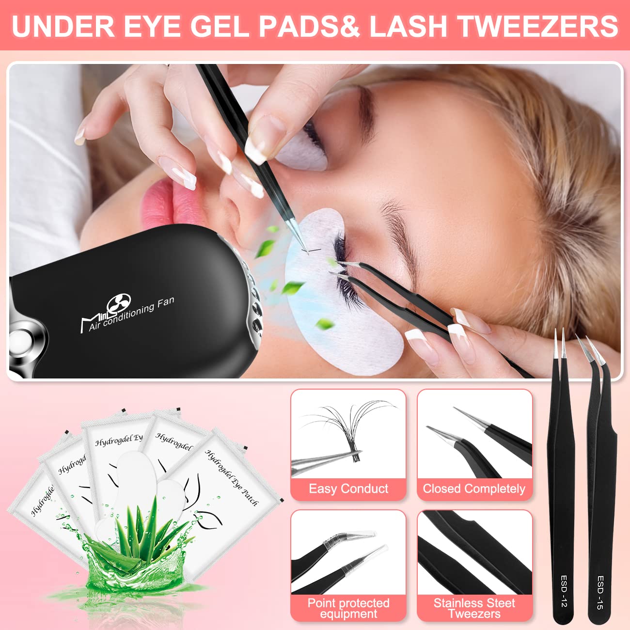 Eyelash Extension Kit Individual Lashes 0.07D Curl 8-15mm with Application Tools - Image 5