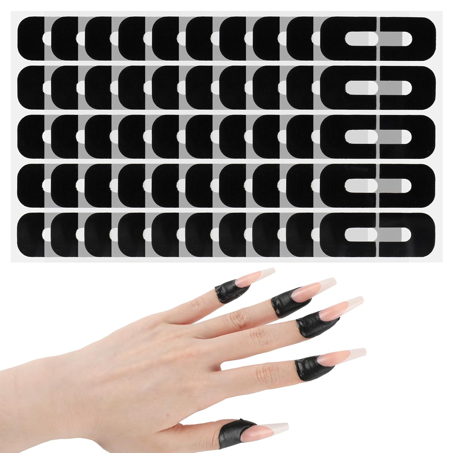 100 Pcs Nail Polish Protector for Fingers, 99.99%+ U V Finger Protection Cuticle Protector Tape for Nail Painting, U-Shaped French Tip Nail Polish Barrier Peel Off for Nails Stamp Nail Art
