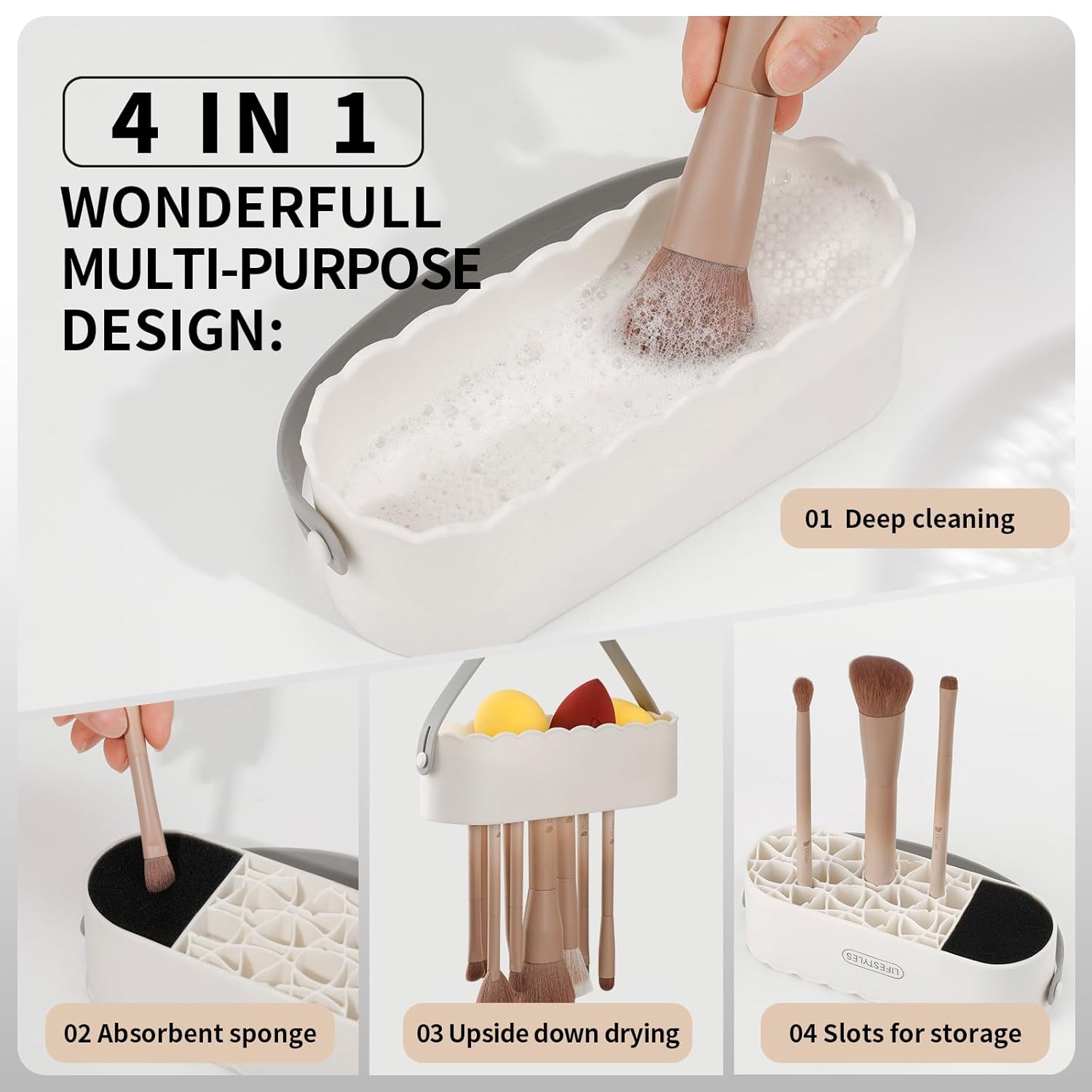 DUcare Solid Makeup Brush Cleaner Shampoo Soap with Cleaning Mat Set - Image 6