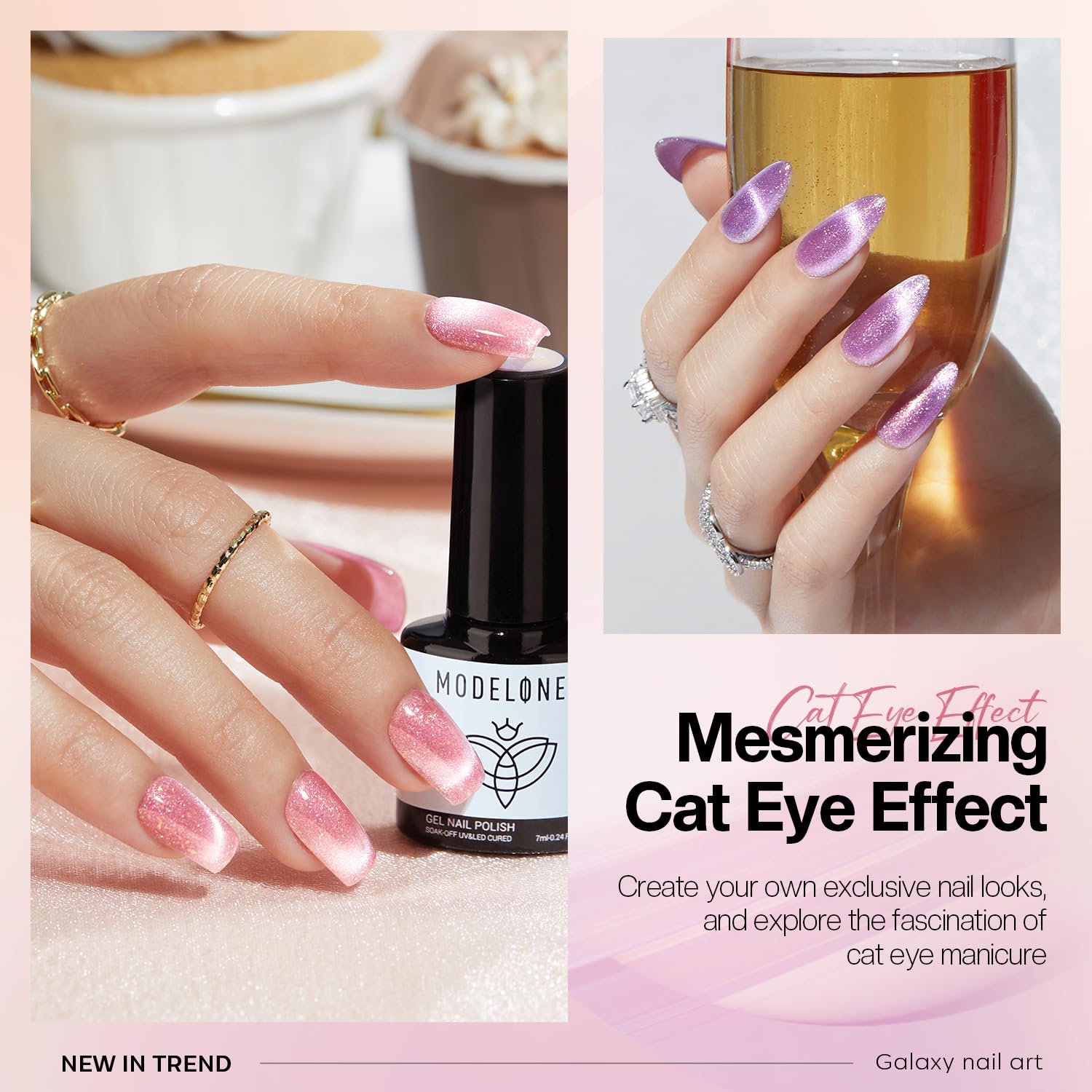 Modelones 6-Color Holographic Glitter Cat Eye Gel Nail Polish Kit for DIY Nail Art - Image 3