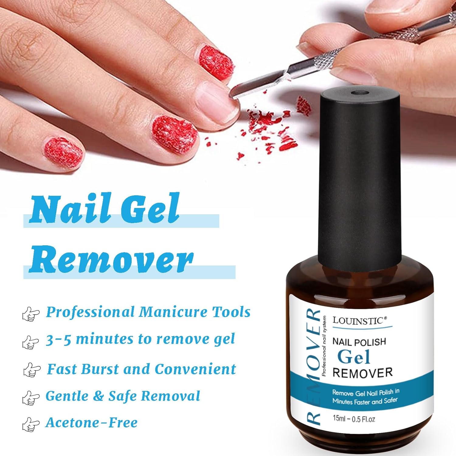 LOUINSTIC 120ml Professional Gel Nail Polish Remover Kit Quick Easy Application - Image 3