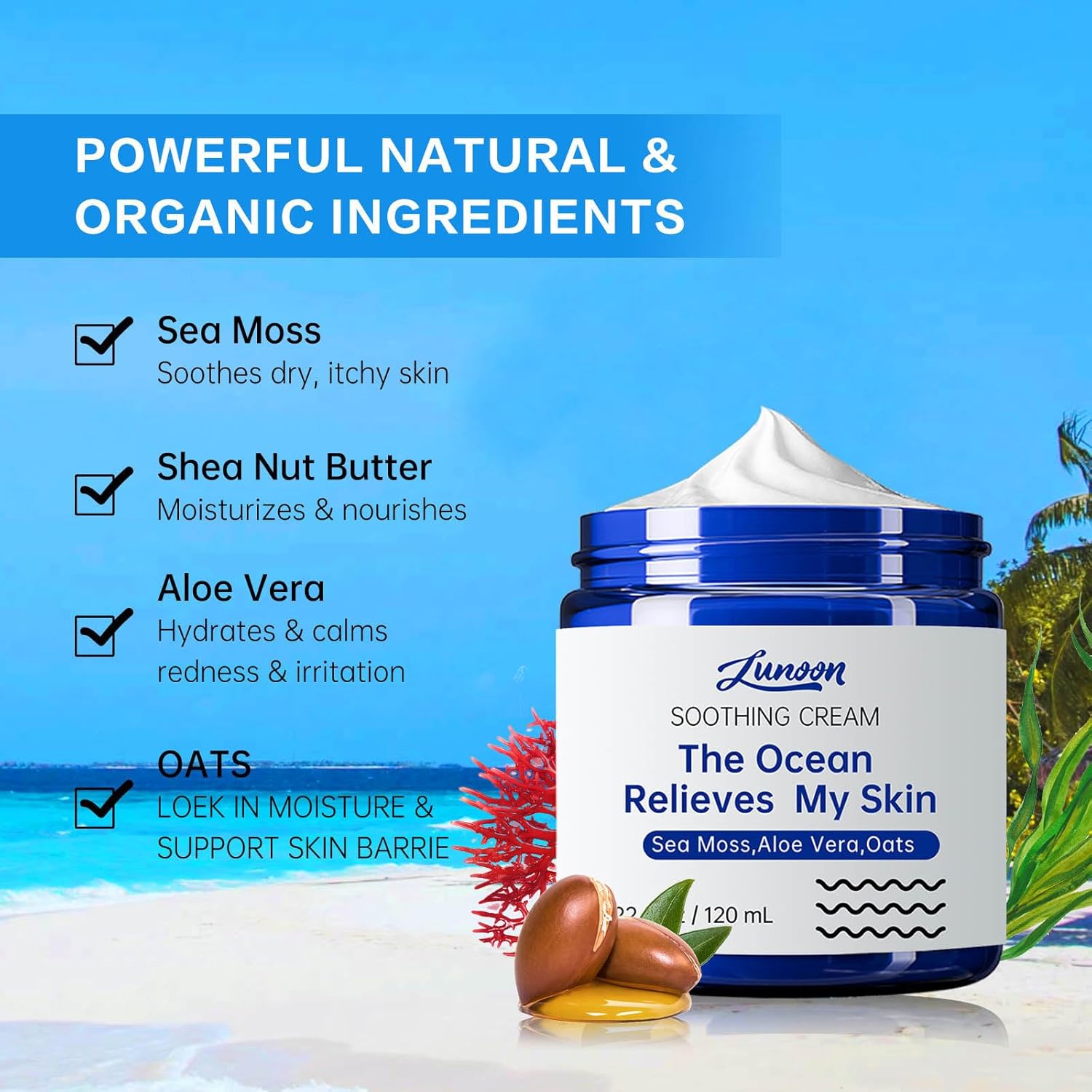 Natural Soothing Eczema Cream for Sensitive Skin Face Body Moisturizer 4 Oz - Image 2