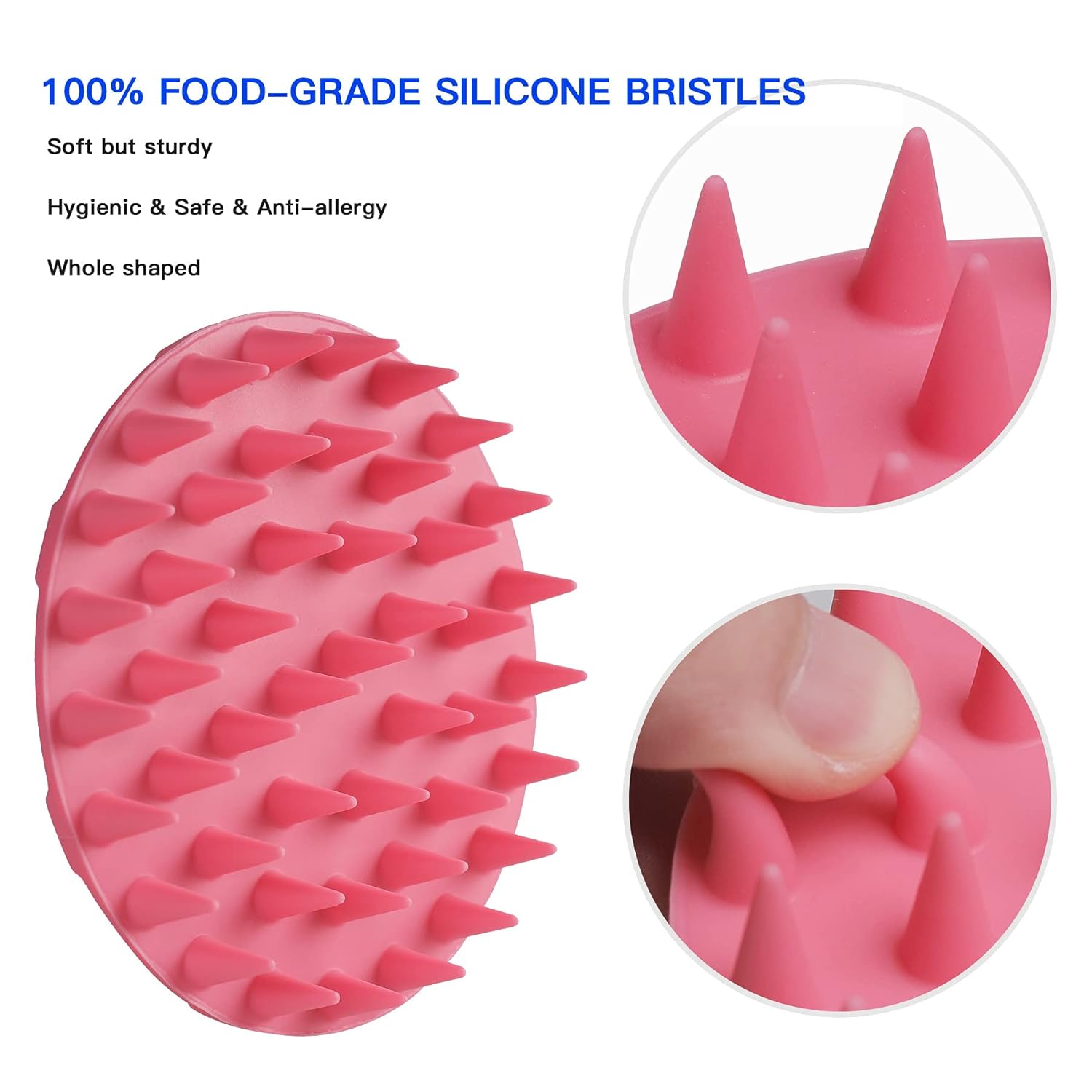 INNERNEED Pink Scalp Massager Shampoo Brush Soft Silicone Bristles All Hair Types - Image 4
