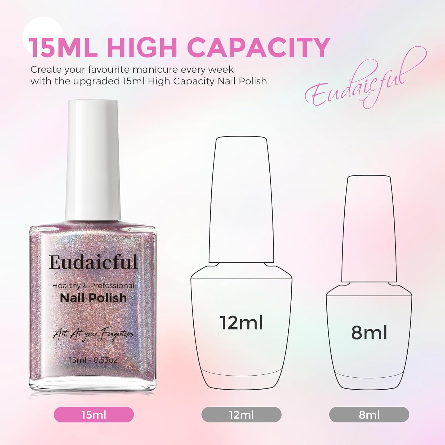 Light Purple Holographic Nail Polish 15ML Iridescent High Glossy Shimmer Air Fast Dry - Image 7