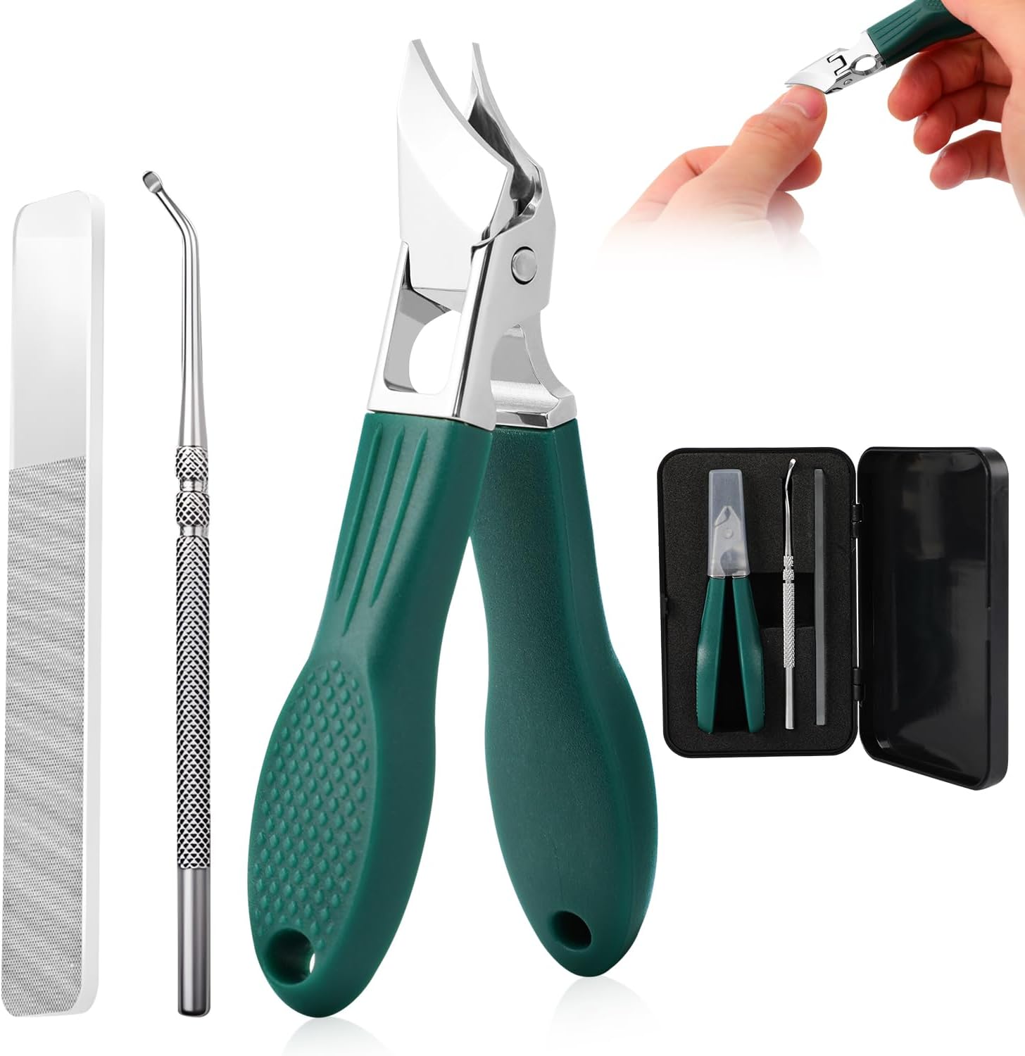 3Pcs Eagle Beak Beveled Nail Clippers,Wide Jaw Opening Anti-Splash Slanted Nail Clipper,Edge Nail Clippers,Long Handle Wide Jaw Opening Anti-Splash Slanted Nail Clipper for Men Women