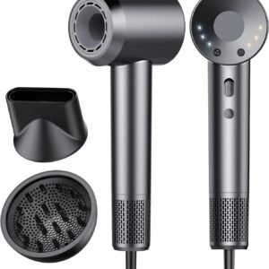 Hair Dryer, 160000 RPM Professional High Speed Ionic Blow Dryer 500 Million Negative Ions & Heat-Control & Low Noise Hairdryer for Faster Drying All Hair Types, No Heat Damage, Travel with Diffuser