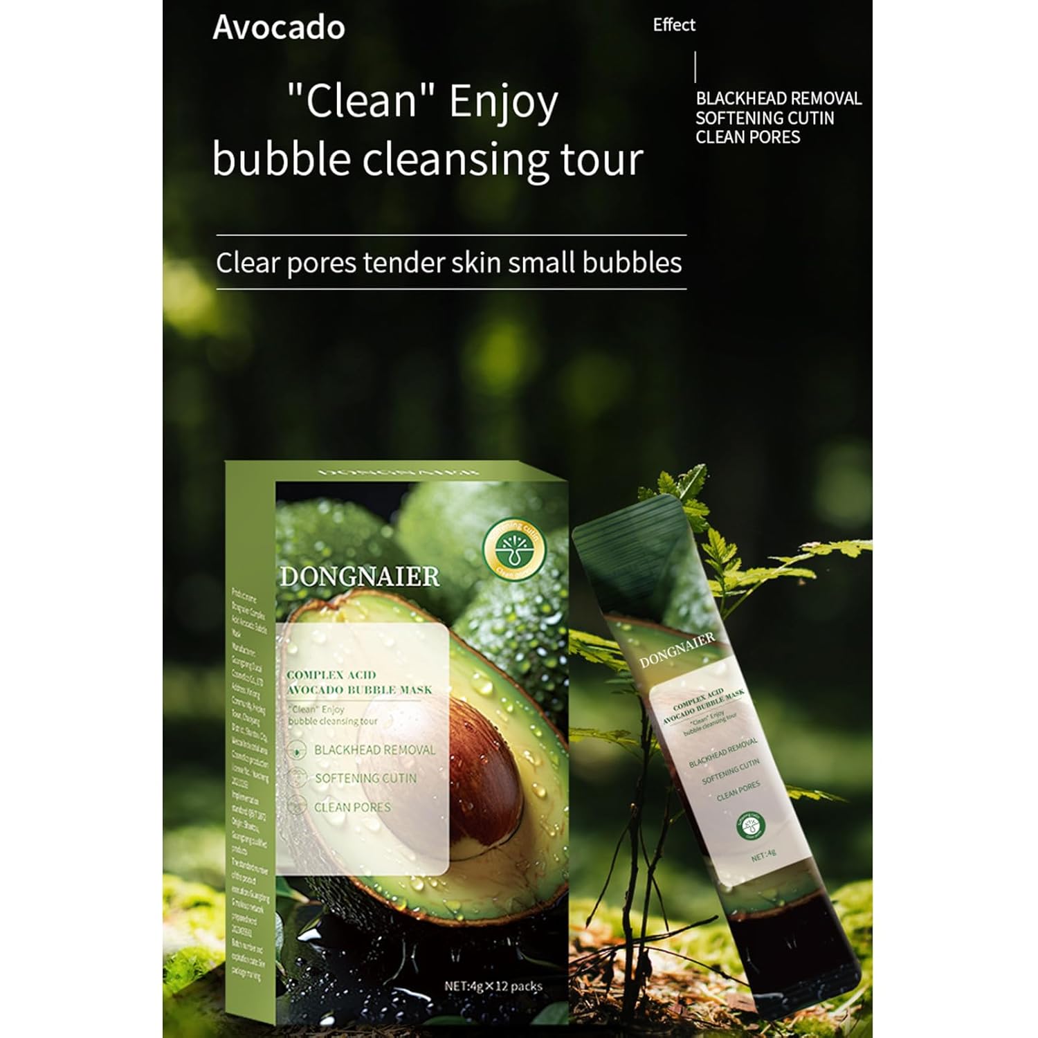 Avocado Bubble Face Mask Daily Hydrating Compound Acid for Skin Recovery Pack of 12 - Image 5