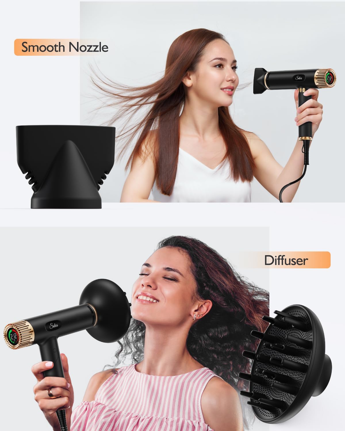 Ionic Mini Foldable Hair Dryer with Diffuser, 3 Speeds, 3 Heat Settings - Image 3