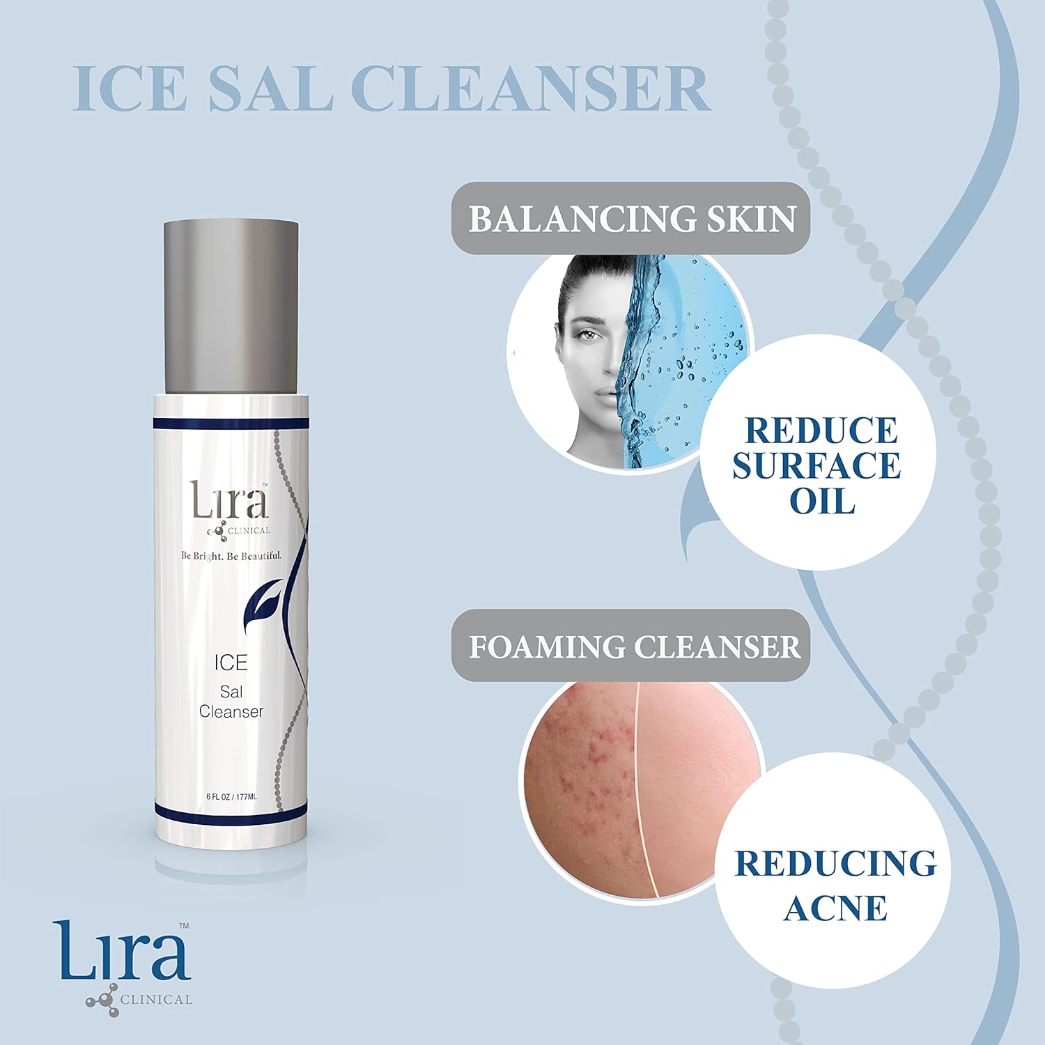 Lira Clinical ICE Salicylic Acid Face Wash 6 Oz with Plant Stem Cells and Peptides - Image 3