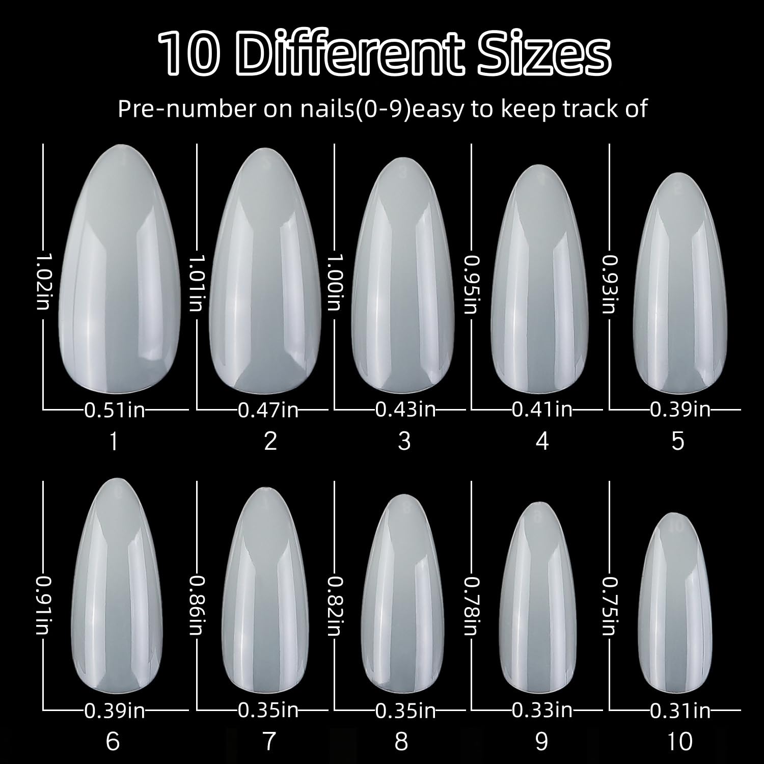1000pcs Short Almond Nail Tips, 10 Sizes Soft Gel Full Cover Acrylic, Includes Storage Box - Image 6