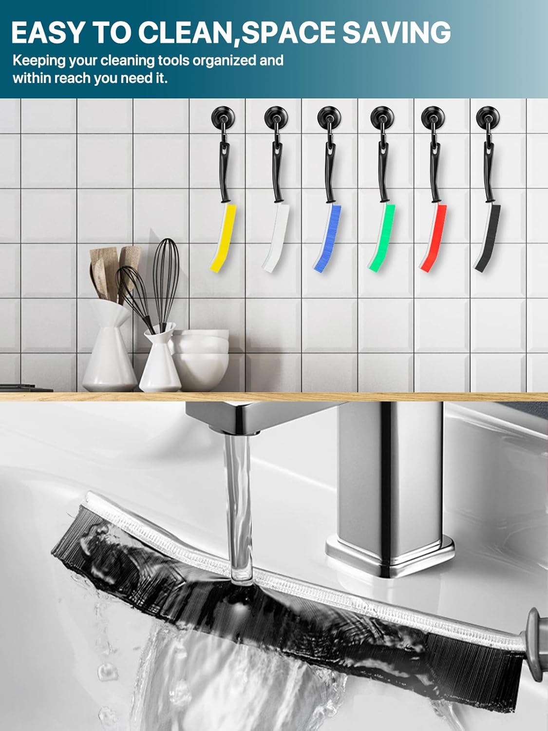 6-Piece Hard Bristle Crevice Cleaning Brush Set for Narrow Spaces, Toilets and Grout - Image 6
